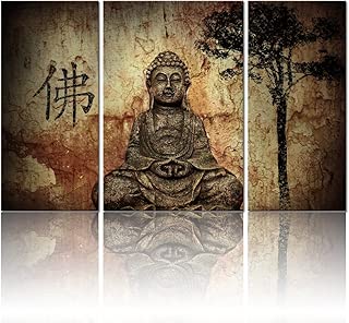 Art visuel, amour bouddhiste, accrochage au mur 3pcs et prêt, impressions sur toile de Bouddha, peintures de décoration