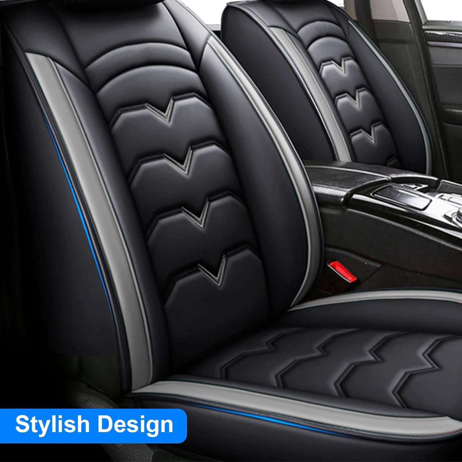 Car Seat Covers Compatible with Trax 2013-2024,Pu Leather Car Seat Protector Cushion,Waterproof Front Rear Full Set Auto Seat Covers,Black Grey