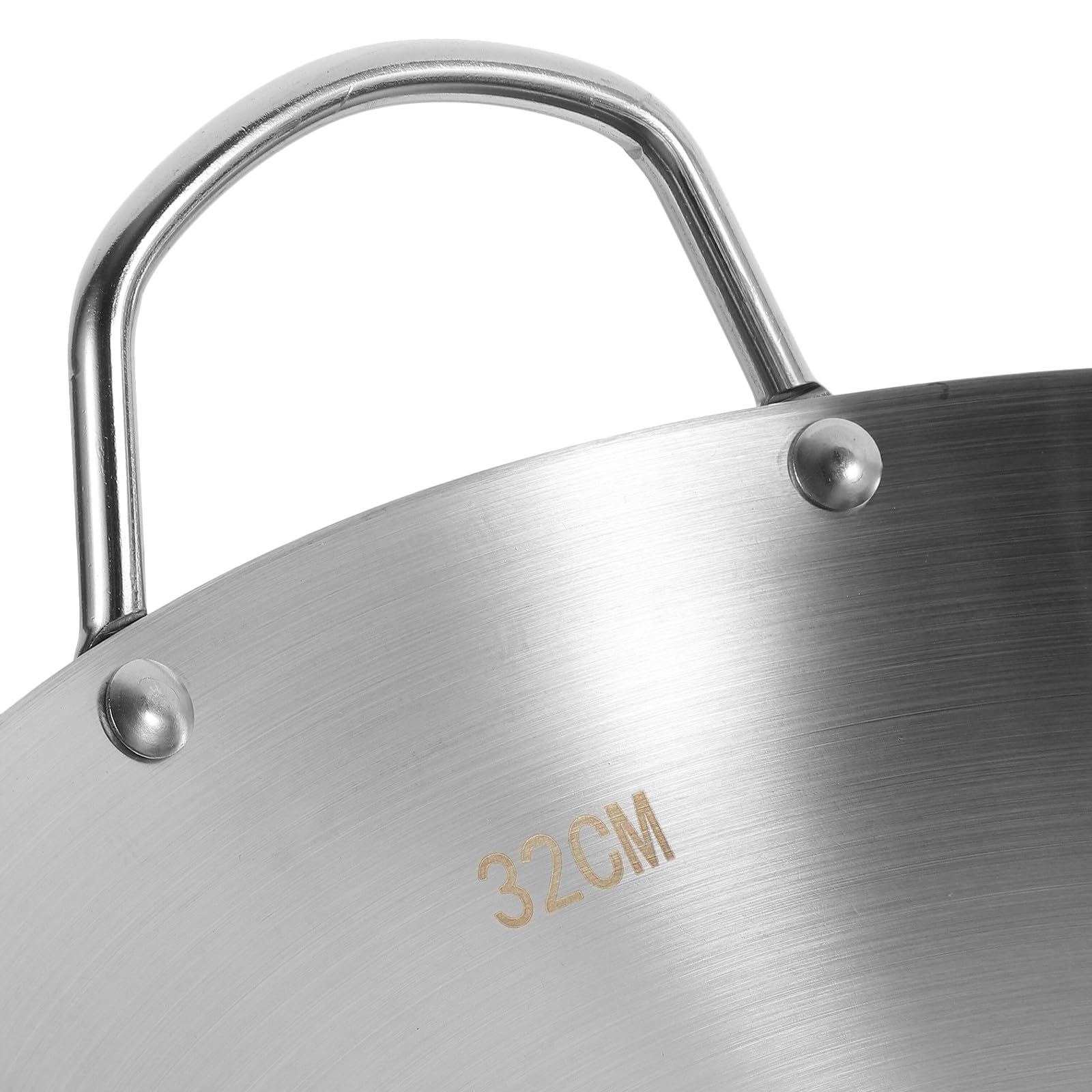 Edelstahl Wok mit Rundem Boden, Silber, Gleichmäßige Wärmeverteilung