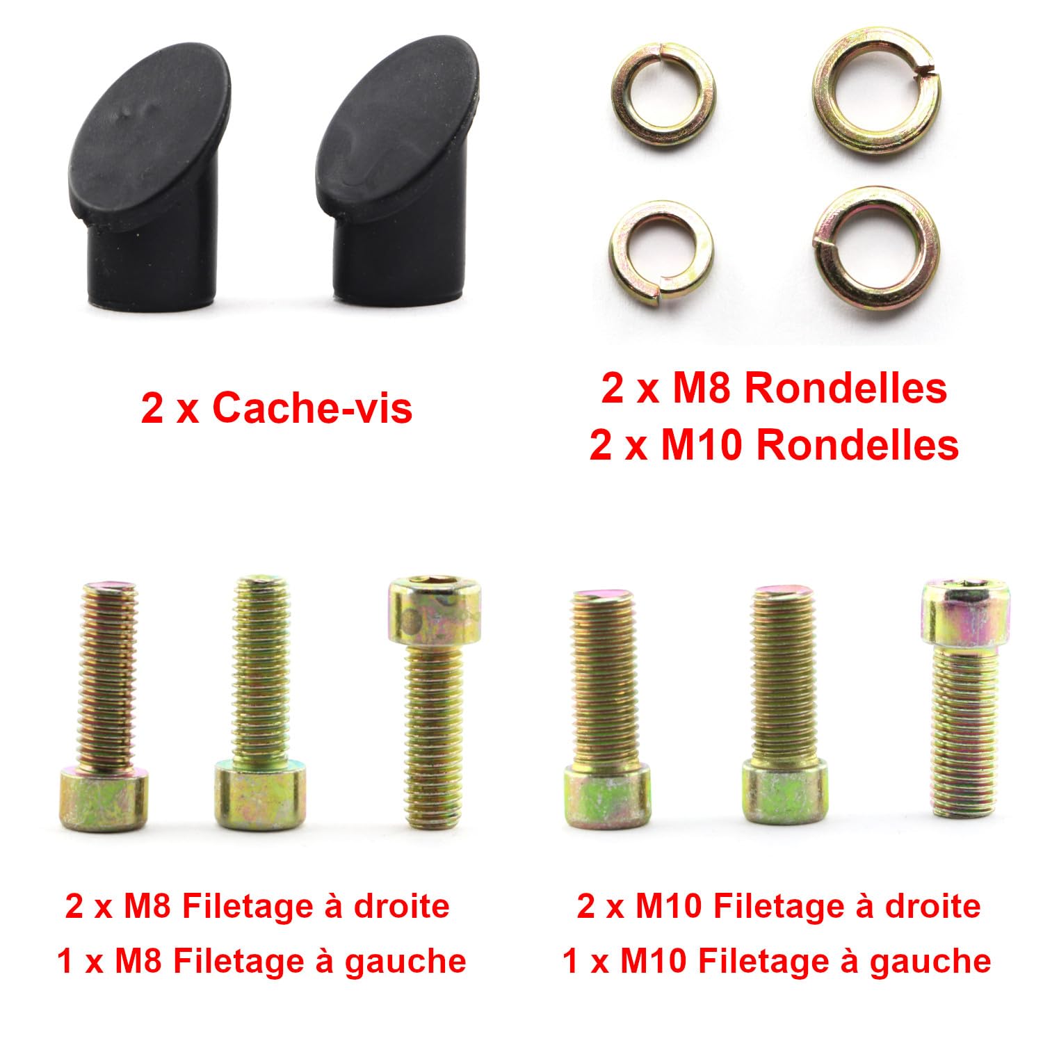 Area1 Rétroviseur moto et scooter Carbone (2 pièces) homologué E, 2xM10/M8 filetage à droite+1xM10/M8 filetage à gauche ATV, Quad (Noir)