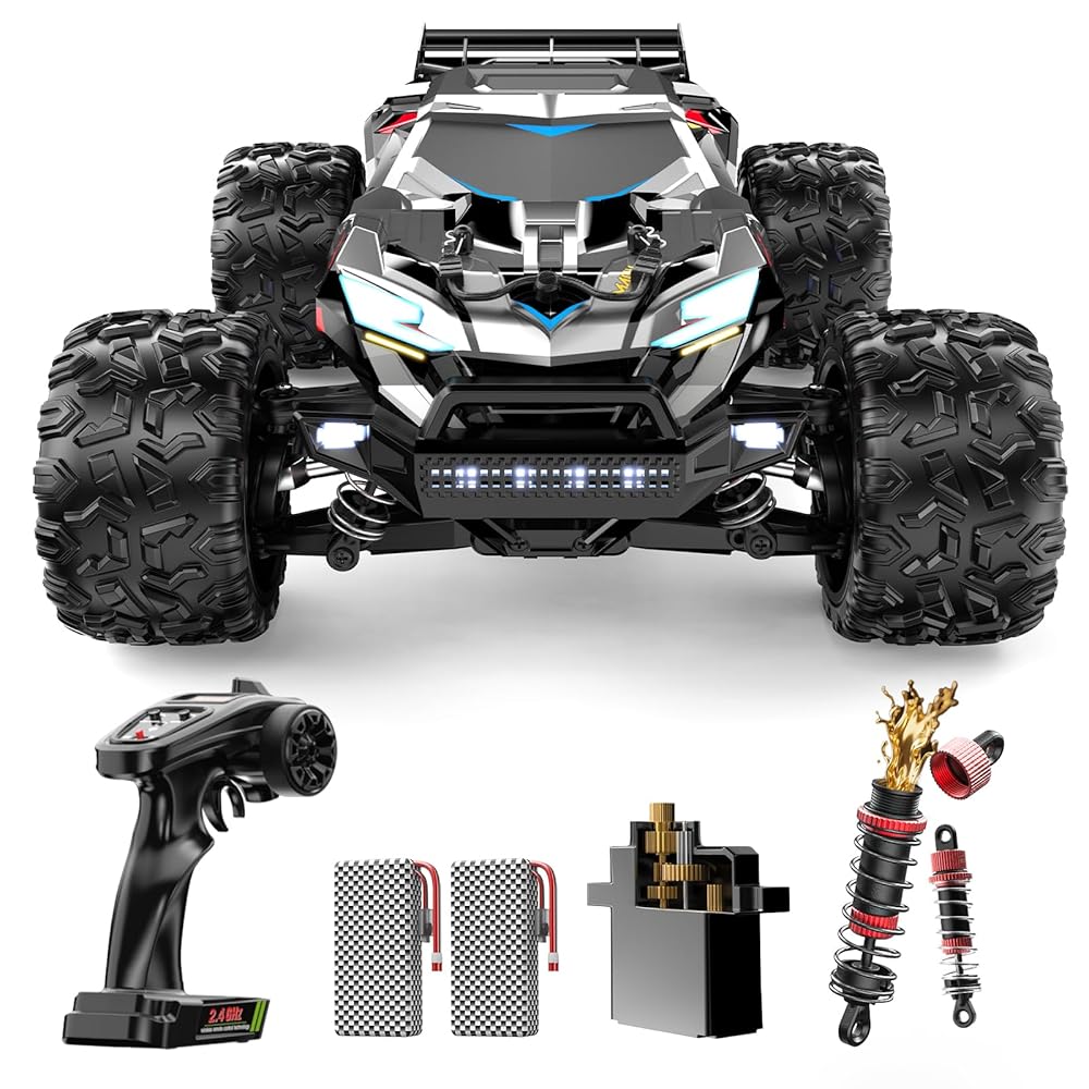 DEERC Brushless Fast RC Cars for Boys & Adults, 55KM/H, 1:18 Off-Road RC Truck, All Terrain 4x4 Racing Mecha Car, 50 Mins, Waterproof Remote Control Monster Truck, Compatible with 3S Battery