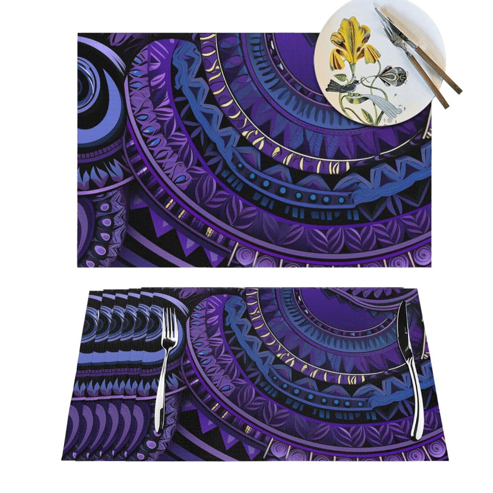 Set de table tissé en PVC 45x30 cm lavable et résistant au motif tribal