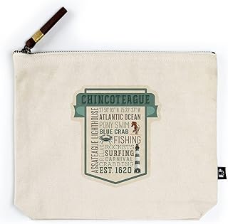 Lantern Press Chincoteague, Virginia, Typography, Contour (100% Cotton Canvas Travel Accessory Go Bag)