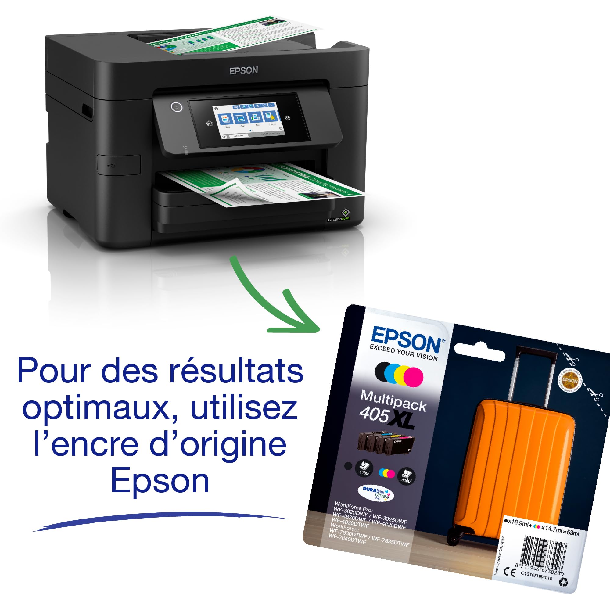 EPSON WorkForce Pro WF-4820DWF Imprimante 4-en-1 recto-verso WiFi Direct Ethernet PrecisionCore