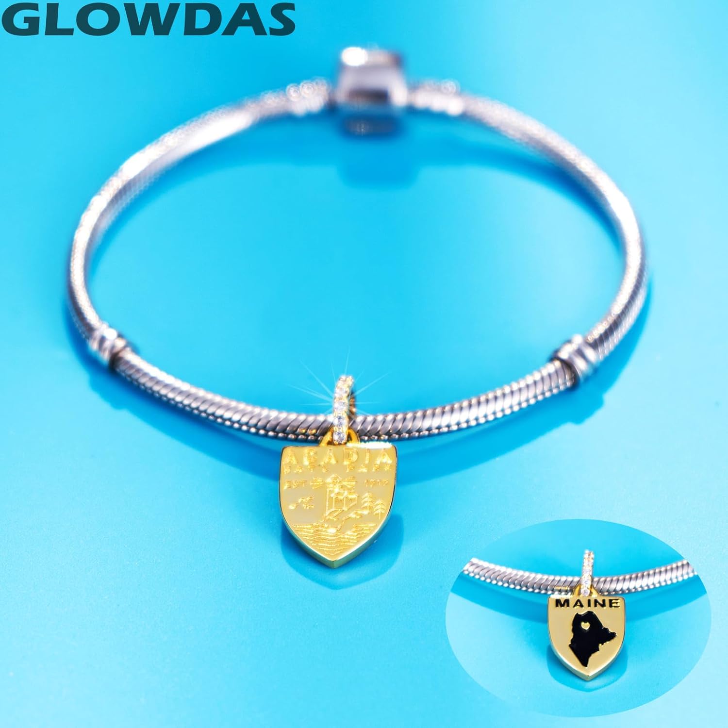 Acadia National Park Shield Dangle Charms, fit Pandora Travel Bracelet/Necklace, 925 Sterling Silver Lighthouse Maine Pendant Bead, Gift for Sister/USA Souvenir/Aunt - Image 4