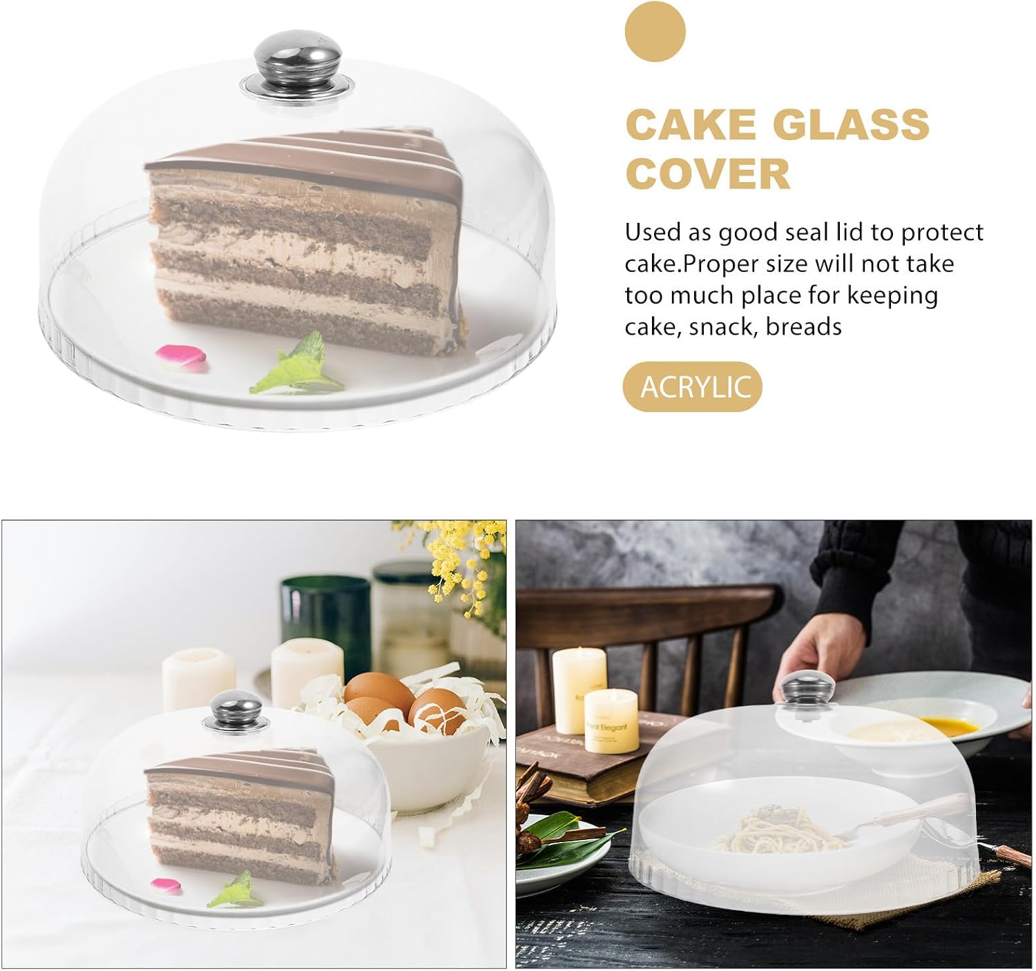 BESTOYARD Acrylic Cake Dome Cover for Cupcakes and Foods round Food Protector with Easy Viewing for Restaurant or Party Use for Cake Display and Protection