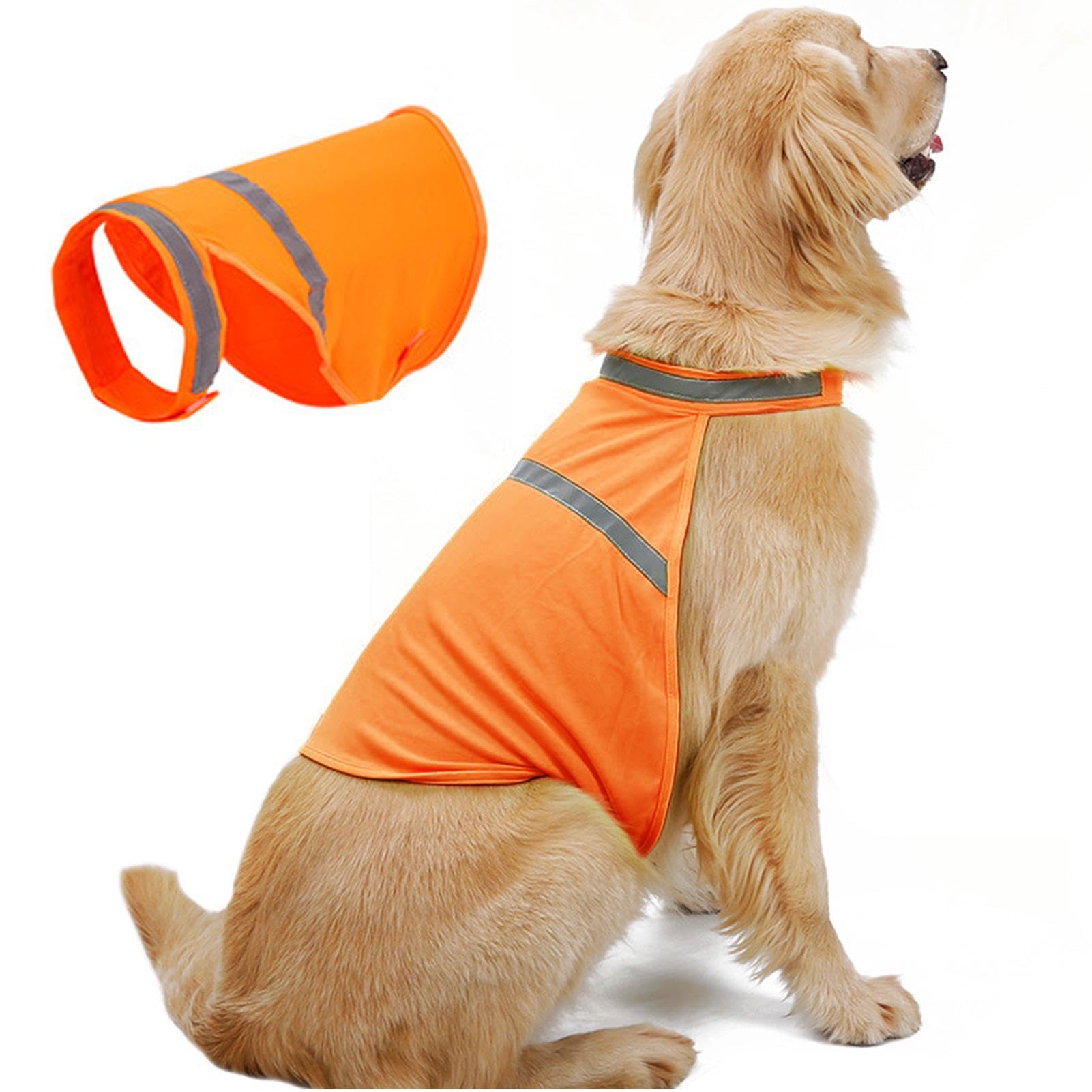 Gilet di sicurezza per cani | Gilet riflettente per cani, tessuto fluorescente Gilet di visibilità per cani Gilet arancione regolabile per cani fluorescente - Gilet da caccia per cani Articoli per ani