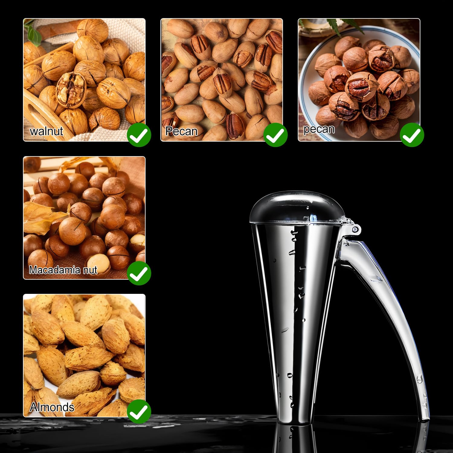 Drado Casse Noix, Casse-Noisettes avec récipient, Ouverture de la Coquille d'une Seule Main, Prise en Main Confortable pour Noix de Pécan, Noisettes, Amandes, sans Risque de Renversement