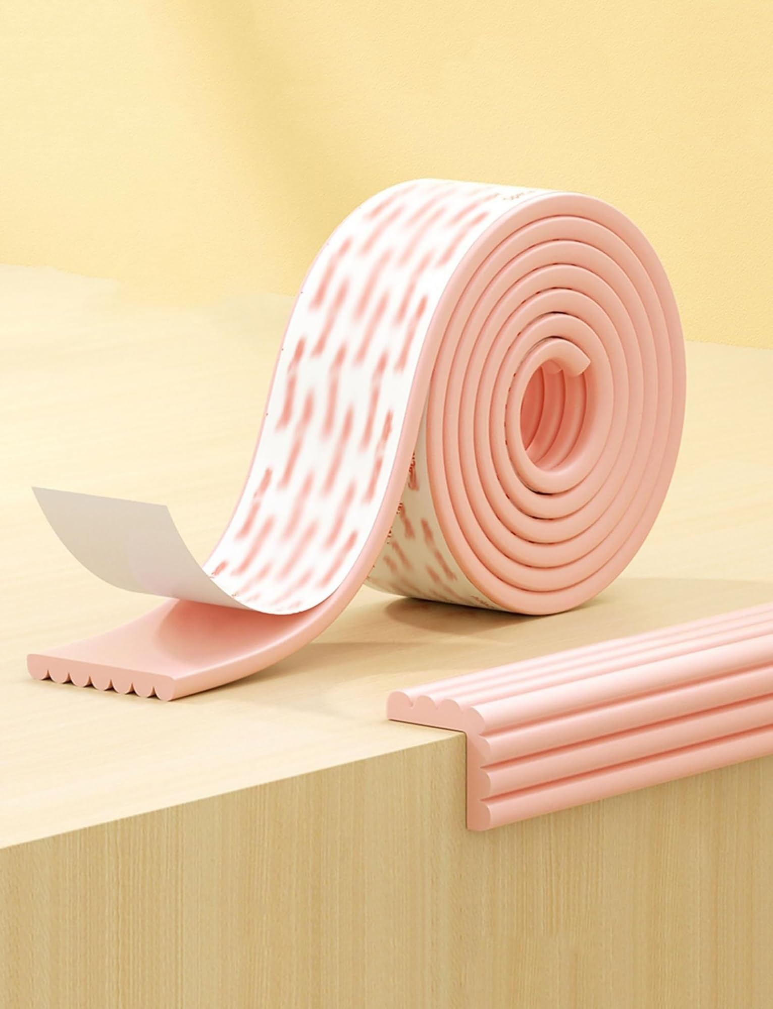 Extra Wide 8cm Foam Furniture Edging Tape, Edge Protector Stick Flatbed for Cabinet, Bedroom, Bedside Edge Guards Bumper Cushion and Bunk Bed Steps(Pink,Length 2 meter)