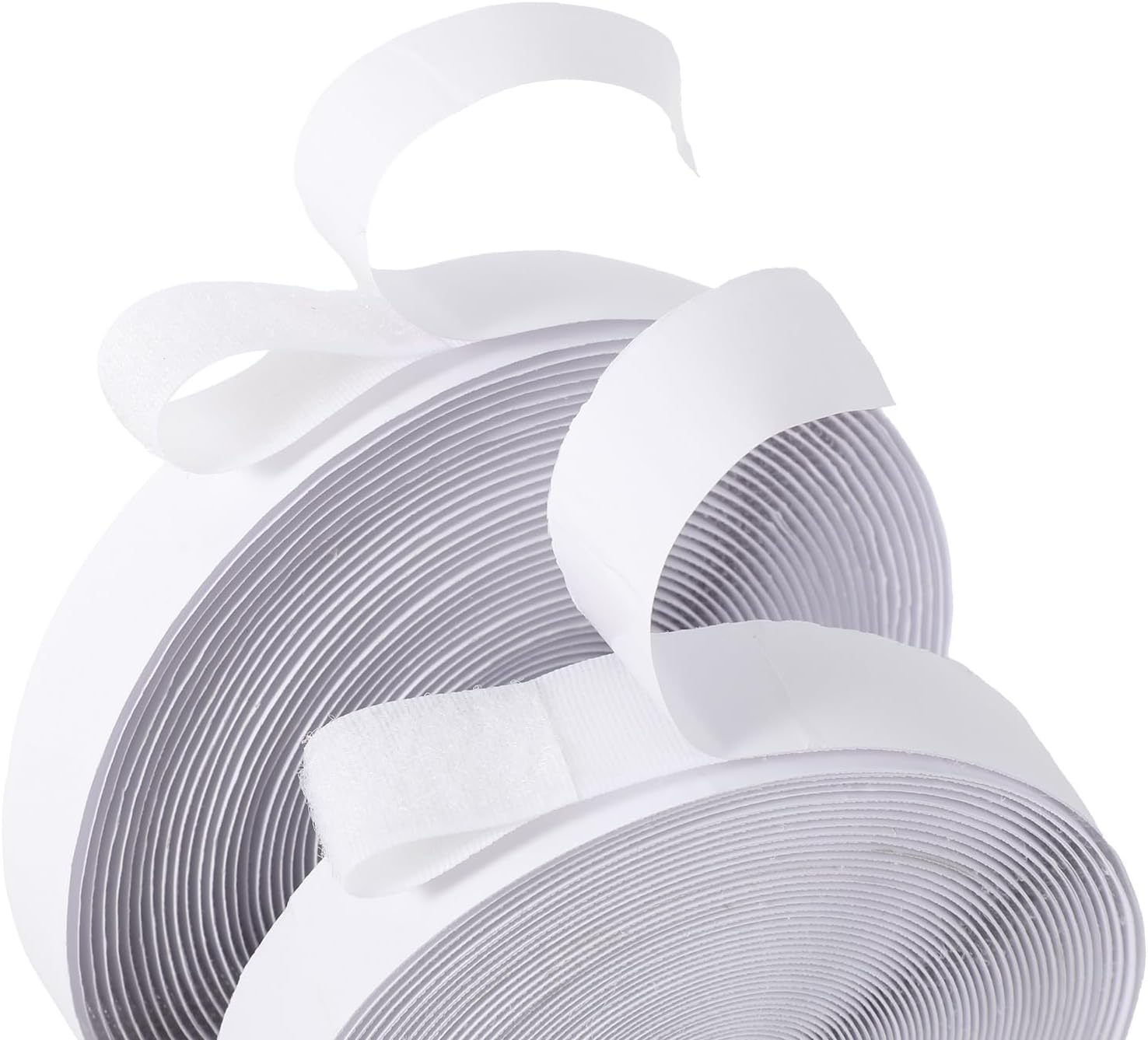 AIEX 39.37 Feet/12m Hook and Loop Self Adhesive Tape Roll with Gift Scissors (White)