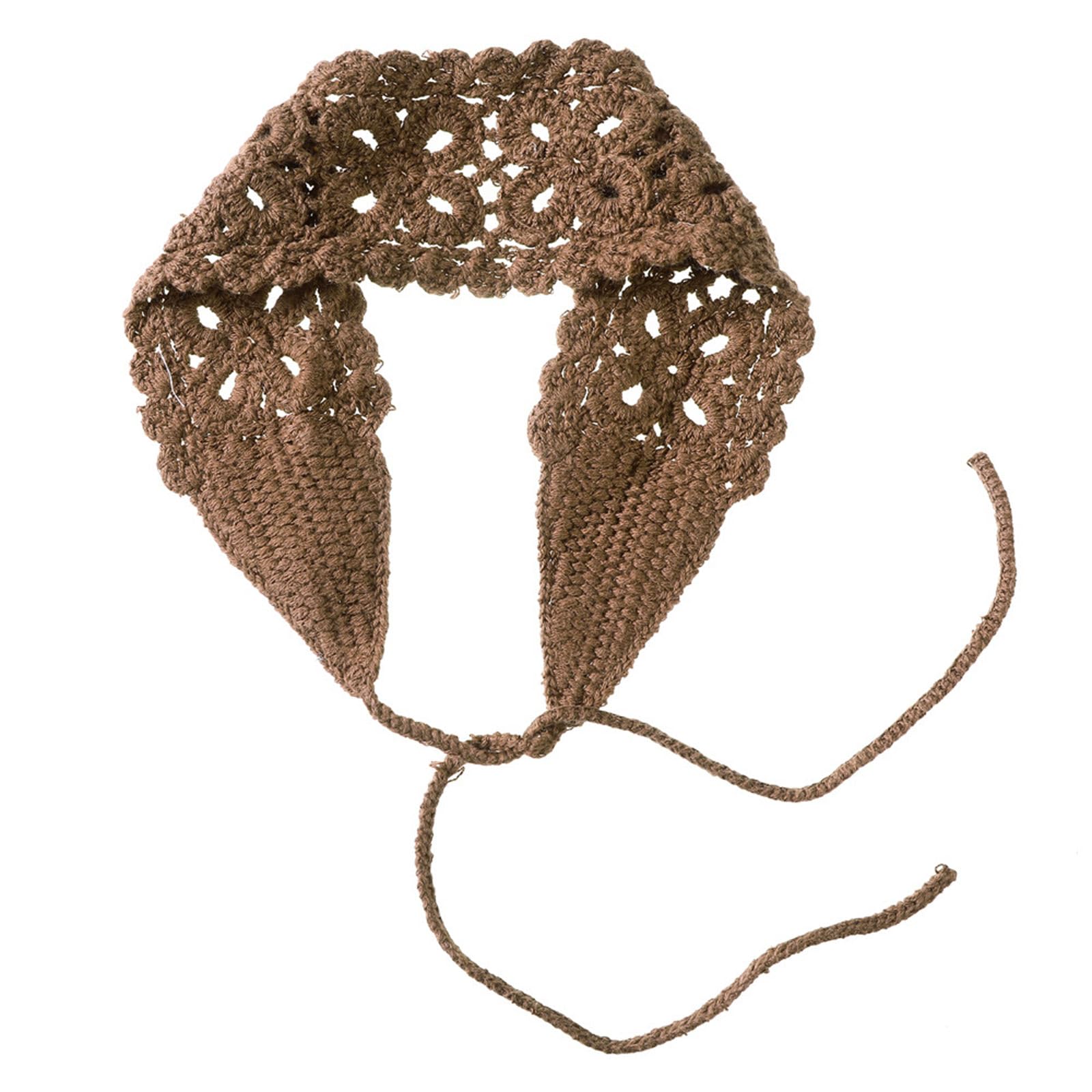 MICFENY Stretchable Knitted Hairband Headwear With Floral Cutout Hollow Knitted Comfortable Wear Multiple Colors