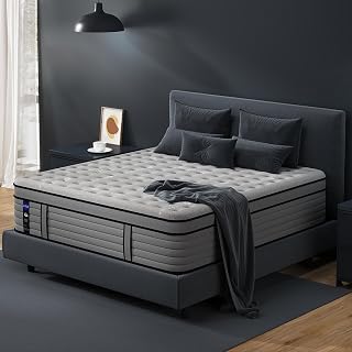 DIFAME 18 Inch Queen Size Mattress, Firm Hybrid Mattress Queen in a Box With Gel Memory Foam, Individually Pocket Spring, Breathable & Cooling Fabric, Pressure & Back Pain Relief, Upgrade Edge Support - Amazon product rated Grade A