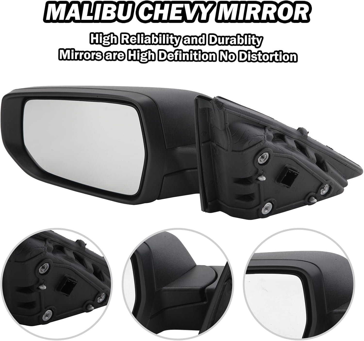 Driver Side View Mirror Compatible with Chevy Malibu 2016 2017 2018 2019 2020 2021 2022 Non Heated Without Signal Light Manual Folding LH