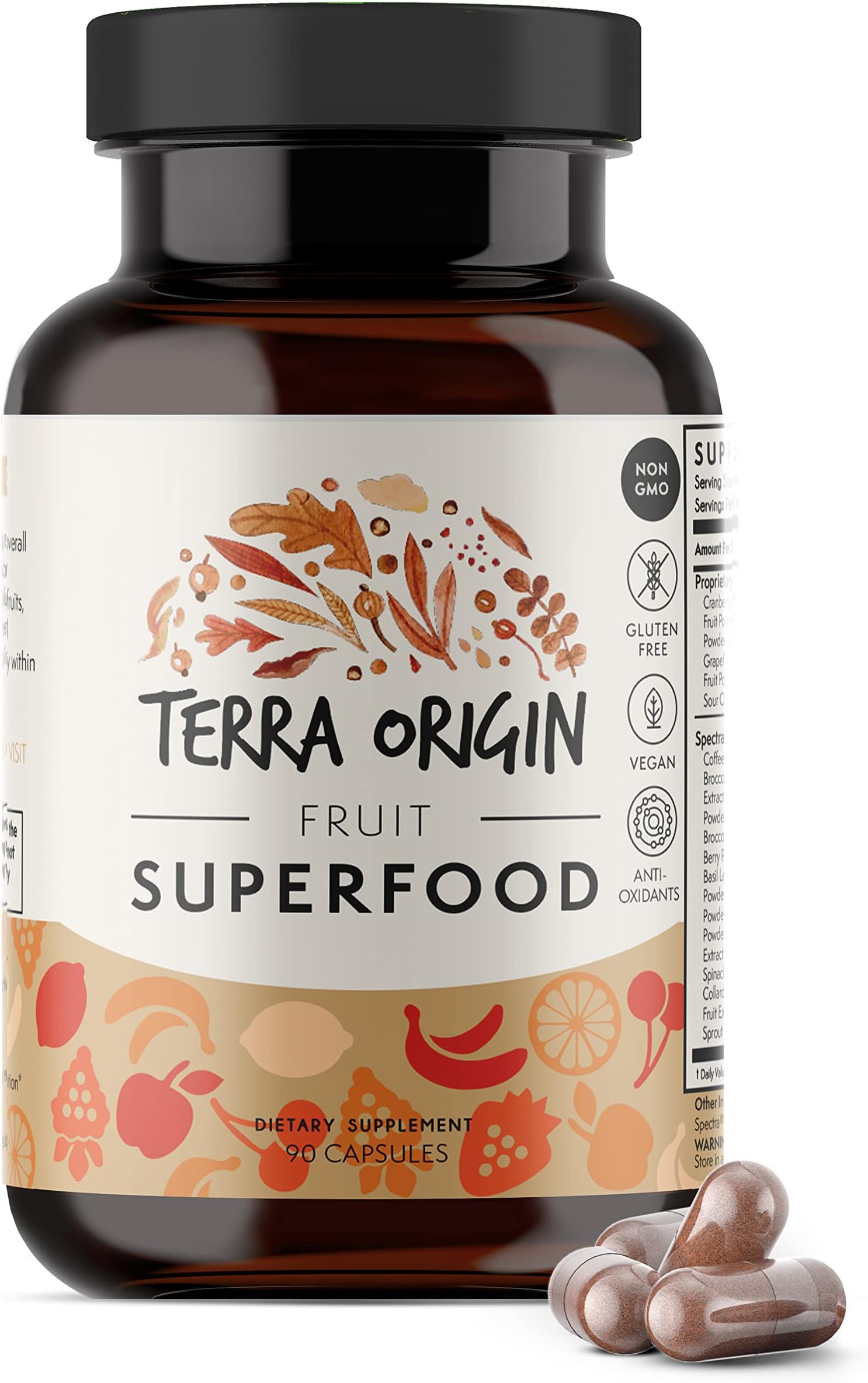 Fruit Superfood Supplements | 90 Capsules | Supports Energy, Non GMO, and Gluten Free | for Adults and Women