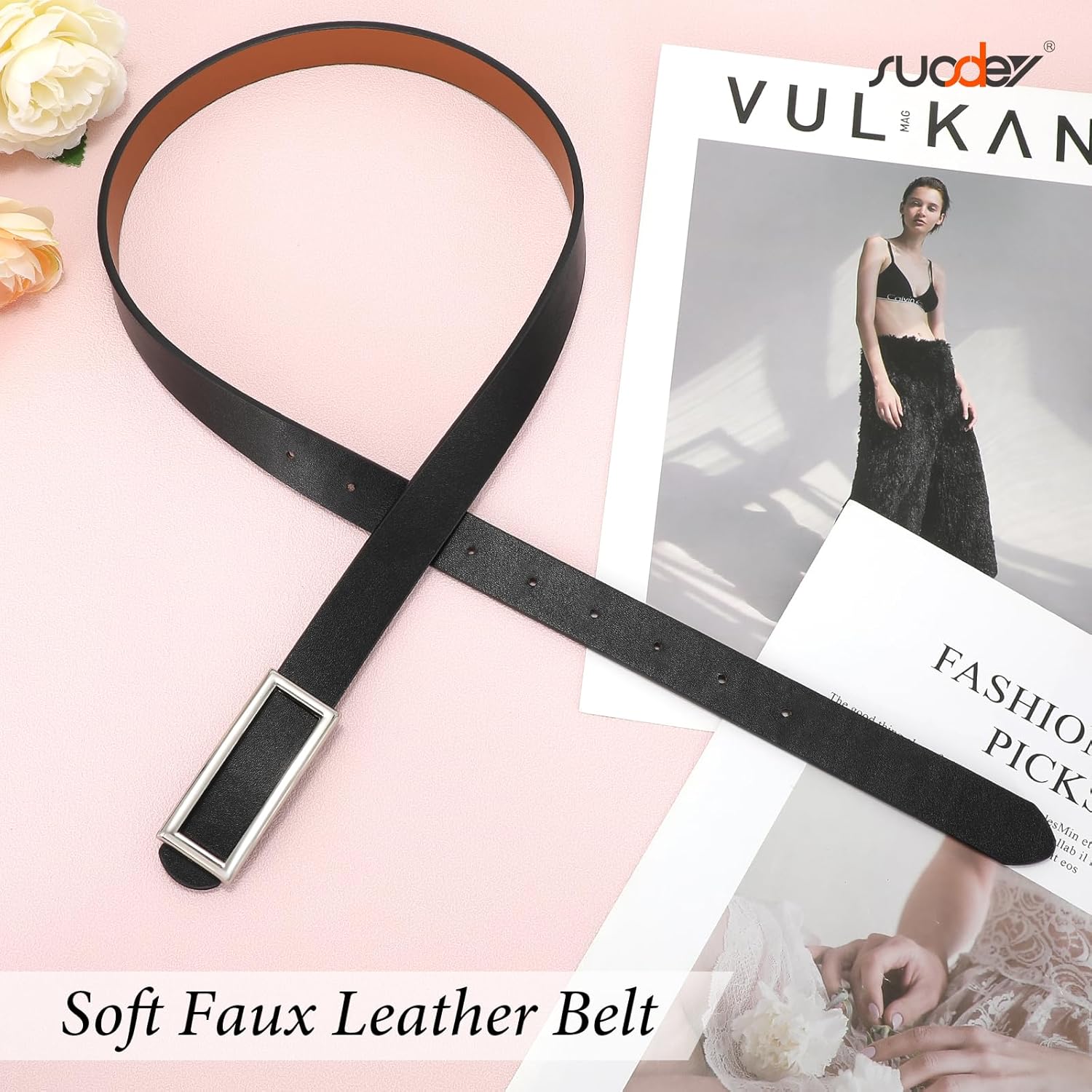 SUOSDEY Women Reversible Leather Belts for Jeans Pants Dresses Ladies Fashion Belts with Gold Buckle, 0.9" Width - Image 6