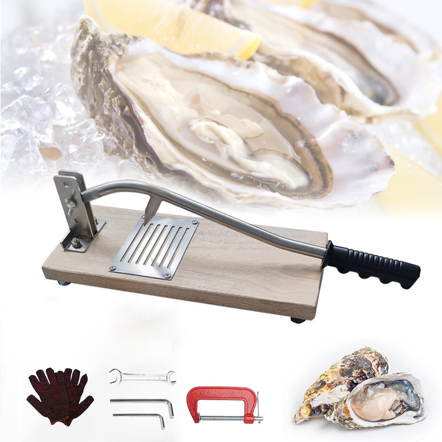 Máquina para Descascarar Ostras, Cuchillo Portátil para Descascarar Ostras, Herramienta para Descascarar Altura Ajustable, Abridor De Ostras Sin Instalación, Cuchillo para Ostras De Acero Inoxidable