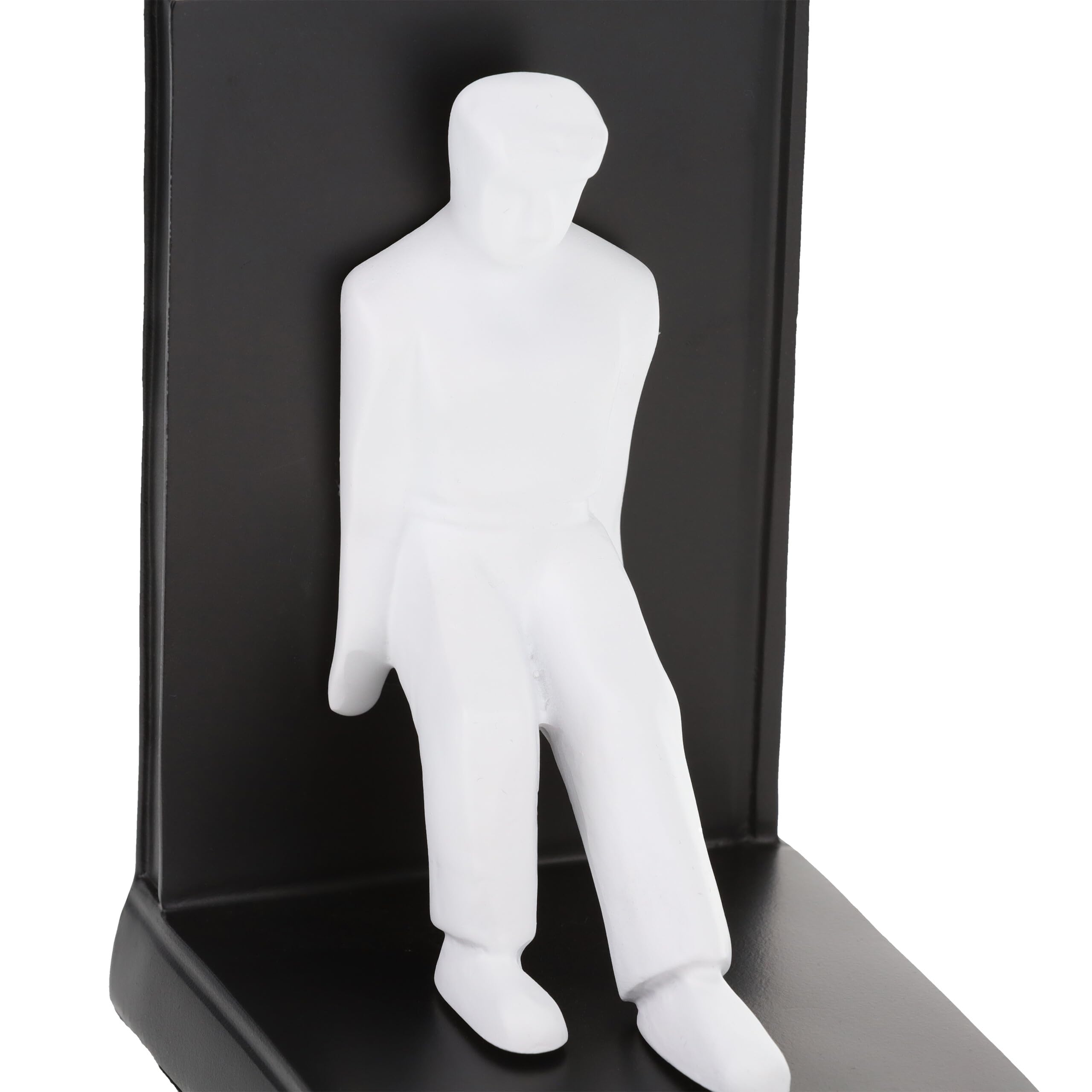 Relaxdays Lot de 2 Serre-Livres, Figurine Homme, HxLxP: 14,5x12x9,5 cm, décoratif, résine Artificielle, Noir - Blanc
