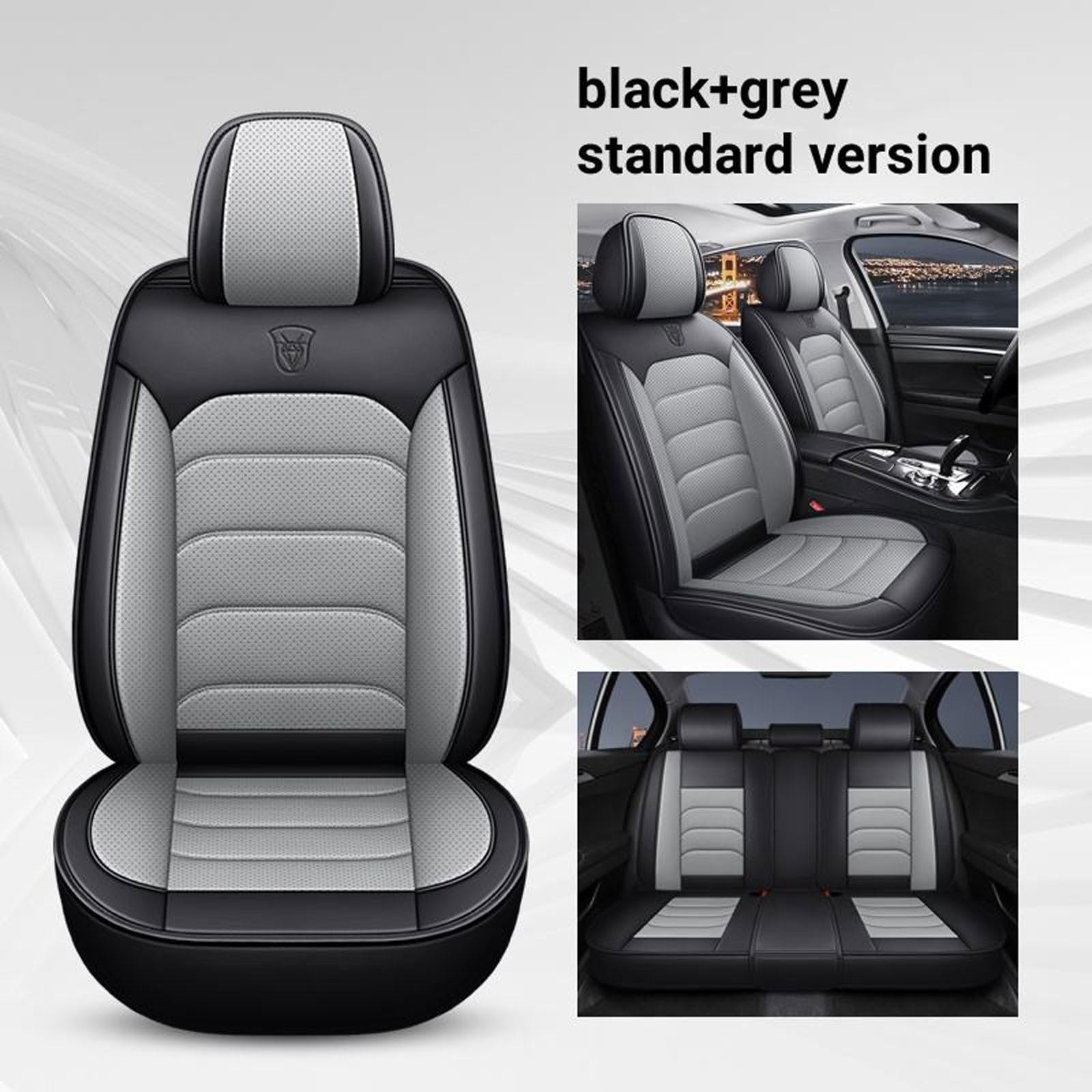 Fundas Asiento Cuero Coche - Juego Completo 5 Piezas (Delanteros y Traseros) - Impermeables, Cómodas - Compatible AirbagCinturón Seguridad【para New Hyunda Tucson 2024,Gris】