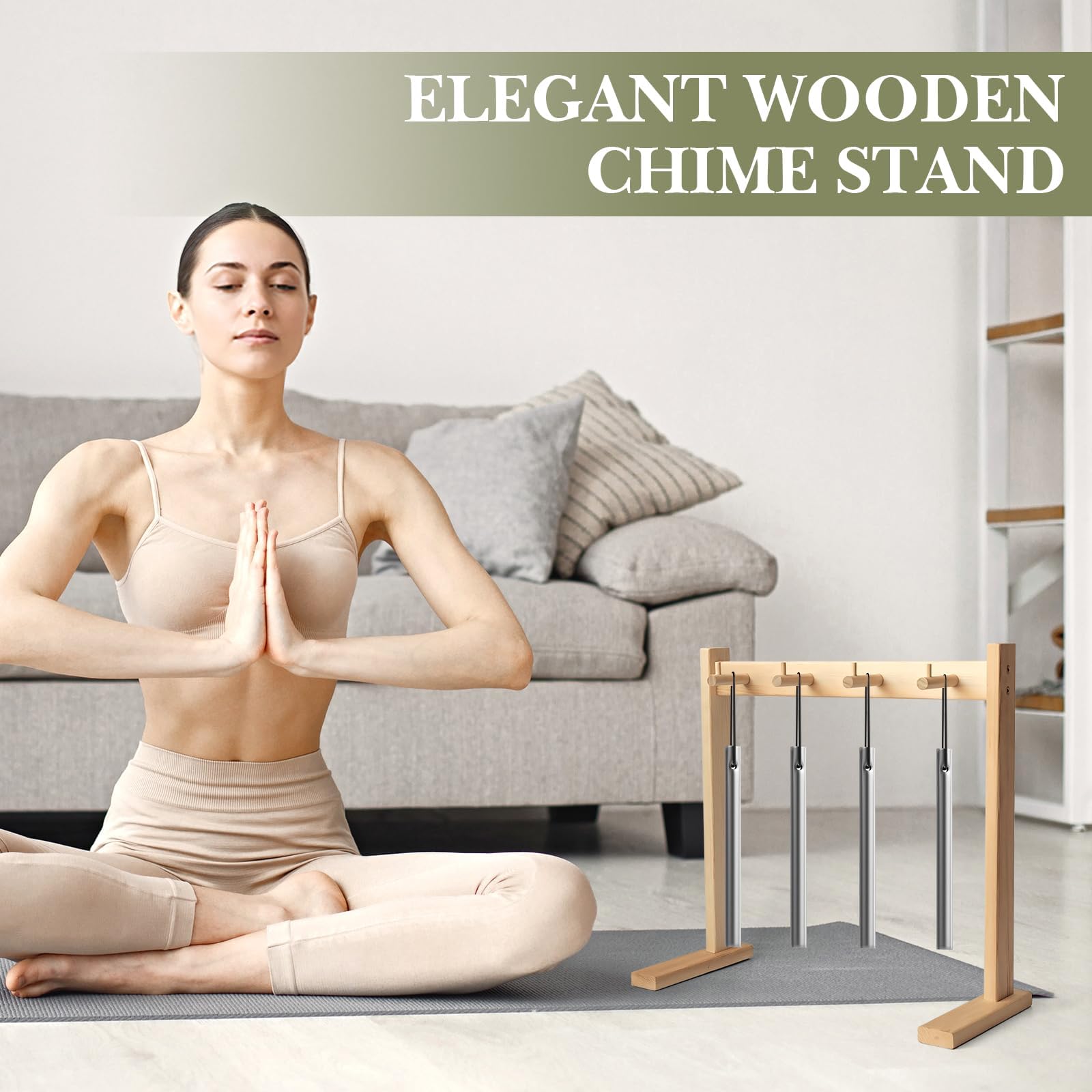 Amagogo Chime Stand Chime Holder Stable Multifunctional Professional Gong Stand Display Rack for Meditation Tea Room Yoga Desktop - Image 4