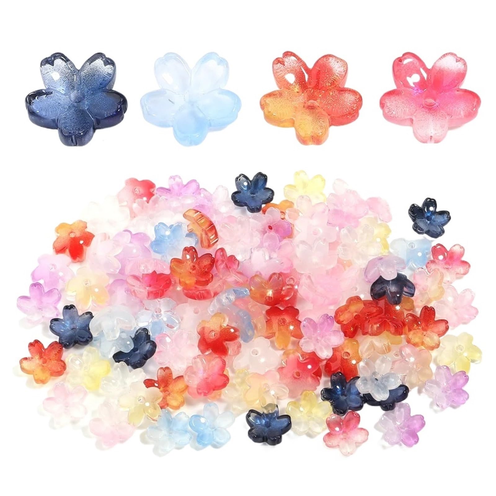 Espaciadores de cuentas acrílicas de flores, 500/1000 unidades, cuentas sueltas de cristal degradado de 10,5 mm para hacer joyas, pulseras, collares, aretes, accesorios (azul negro, 1000 unidades)