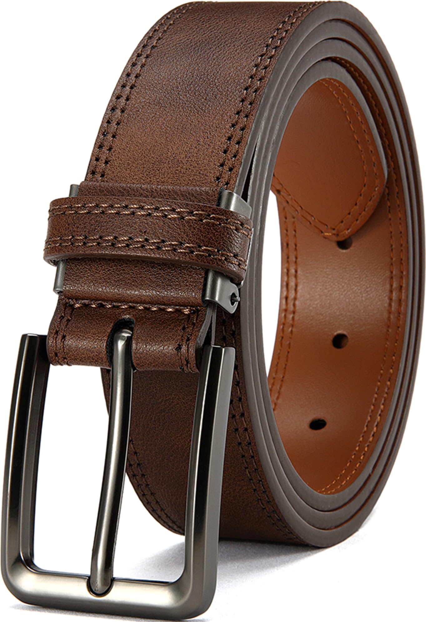 DOOPAI Mens Leather Belt - 1 3 8 Genuine Cowhide Dress Belt for Work with Quick-Size Adjuster Golf
