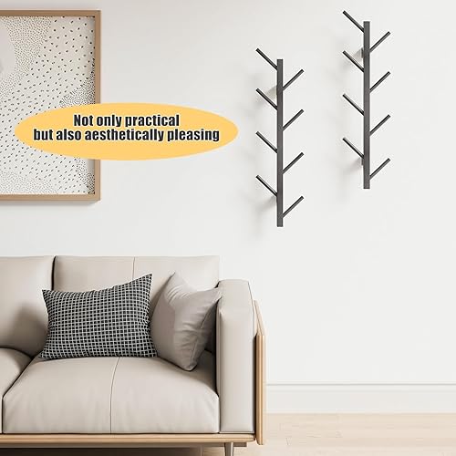 Miniatura 5 de Perchero de pared vertical de bambú para pared, perchero de pared, árbol, perchero, perchero flotante para sombreros, chaquetas, bolsos, entrada y