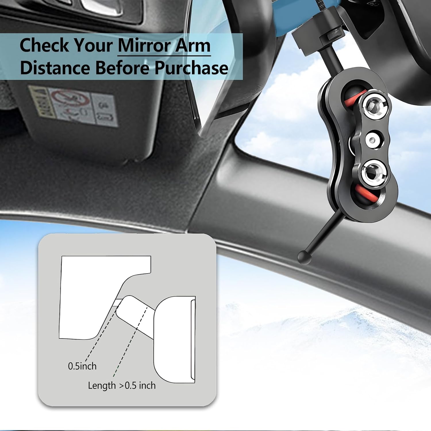 for Garmin Dash Cam Mount,Compatible with Garmin Mini/Mini 2/Mini 3/45/46/47/55/56/57/65W/66W/67W/Tandem/ X110/X210/X310 etc Dash Cam,Aluminum Rearview Mirror Bracket Kit (8.55mm/11mm Ball Heads)