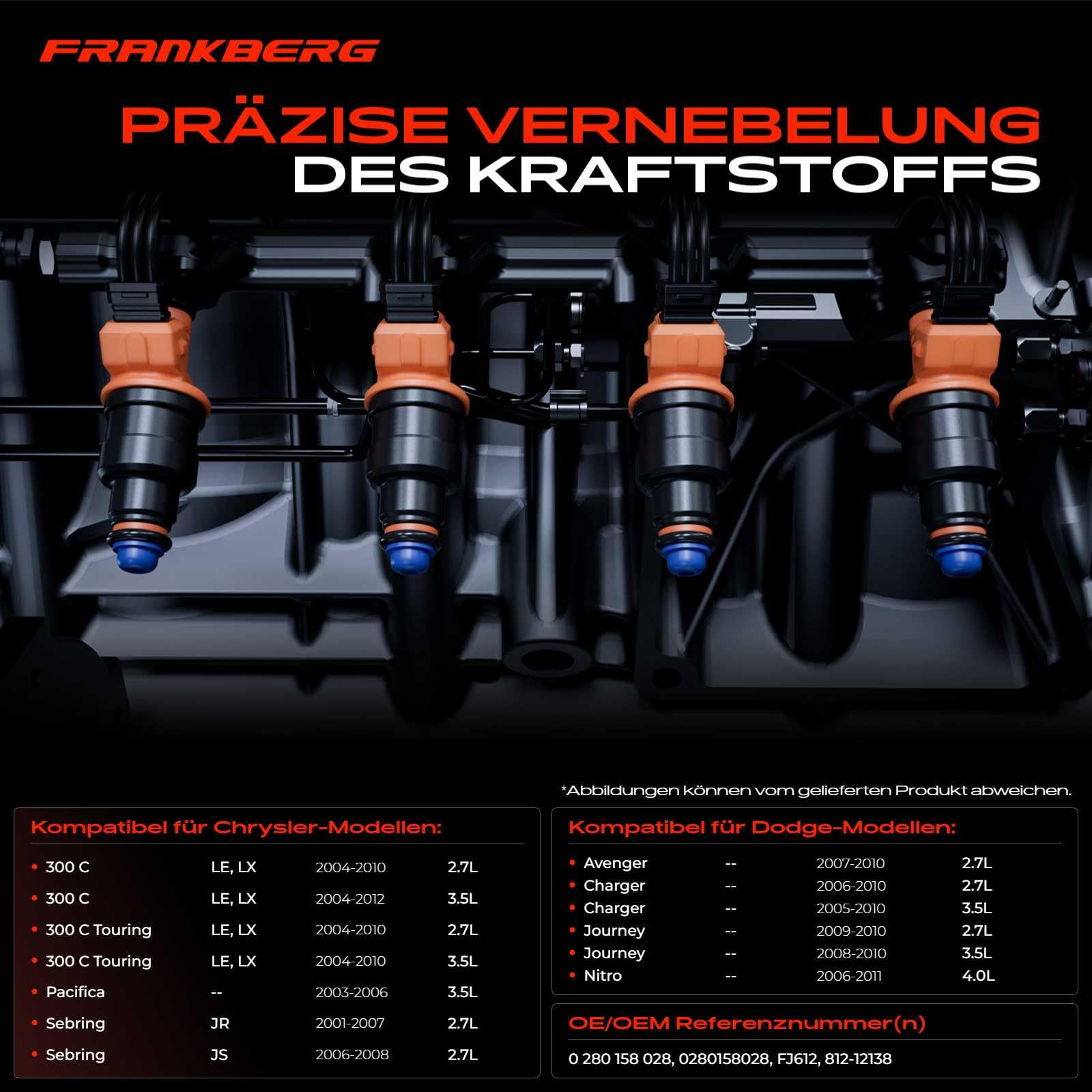 6x zawór wtryskowy wtryskiwacz do 300 C LE LX Sebring JR Avenger Charger Journey Nitro 2000-2011 0280158028
