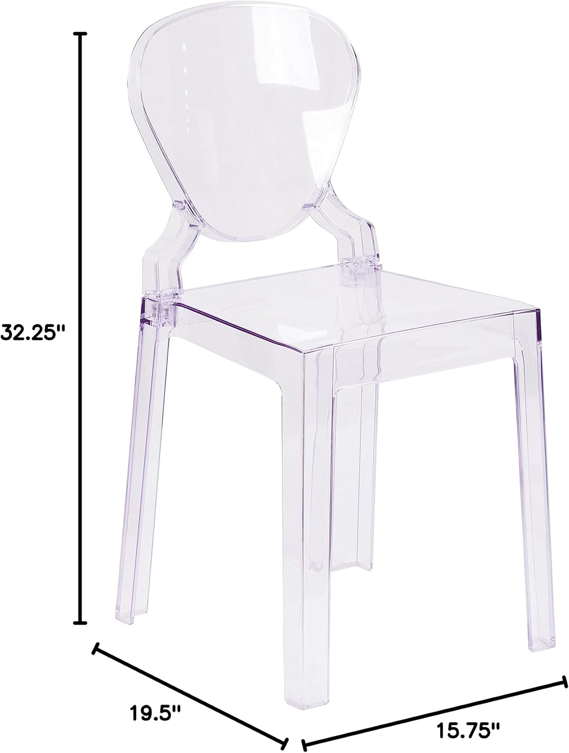 BizChair Ghost Chair with Tear Back in Transparent Crystal