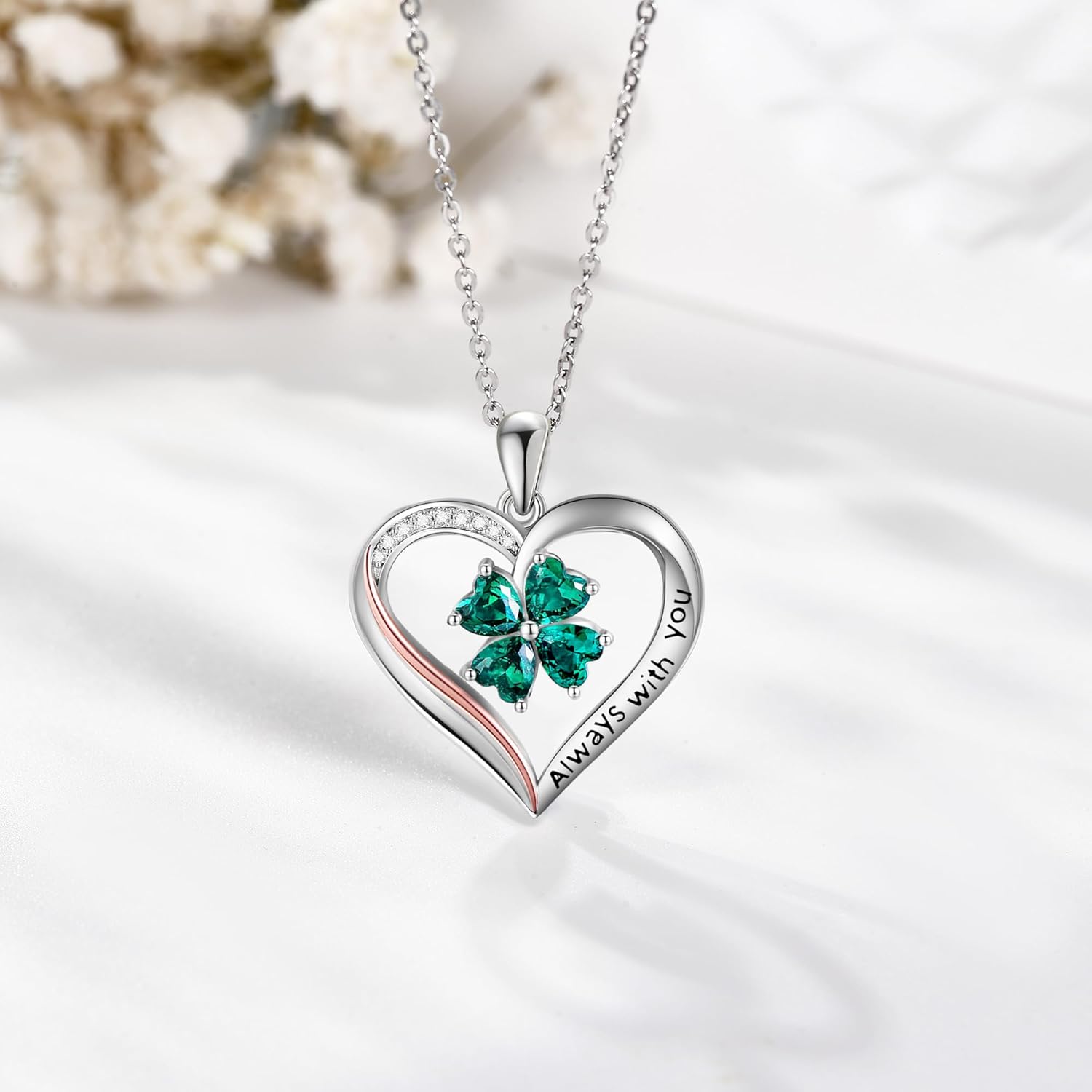 Tulip/Four-leaf clover/Hibiscus/Rose/Daisy Necklace 925 Sterling Silver FlowerJewelry Birthday Gifts for Women - Image 3