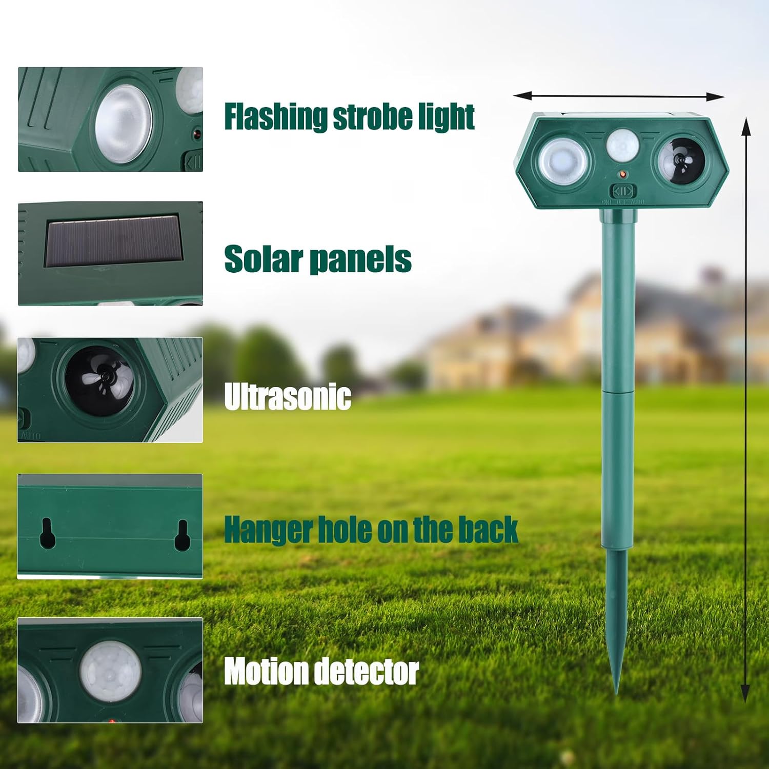 Cat Repellent Outdoor,Solar Animal Repellent Outdoor, Deer, Squirrel, Mouse Ultrasonic Repellent Etc,Devices Motion Detection Waterproof with LED Flash Lights for Yard Farm Garden (4)