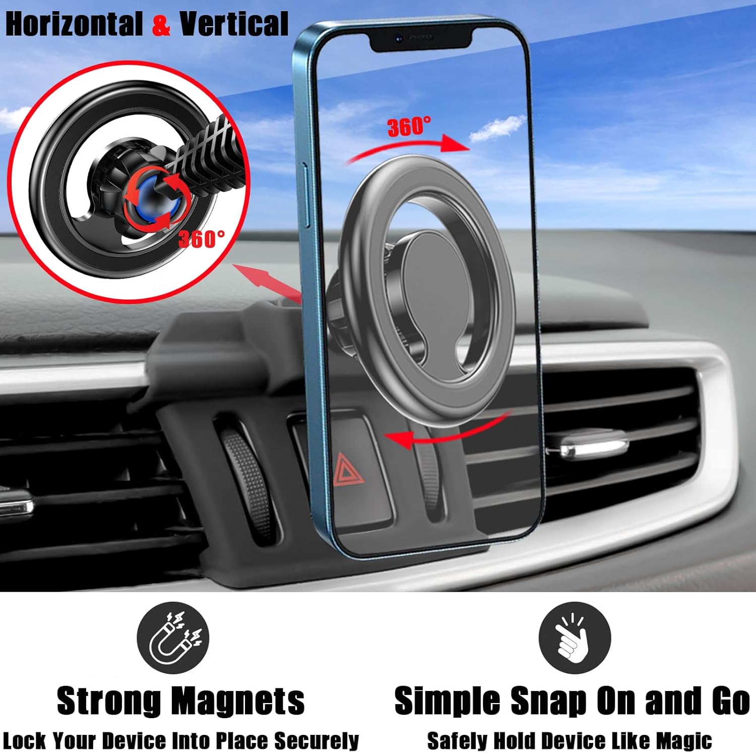 Car Phone Holder Mount, for Nissan Rogue 2014 to 2020, Air Vent Stand, Magsafe Magnetic Navigation Bracket, for iPhone 17 16 15 14 13 12 Pro Max Plus Mini, Magsafe Case, All Smartphone