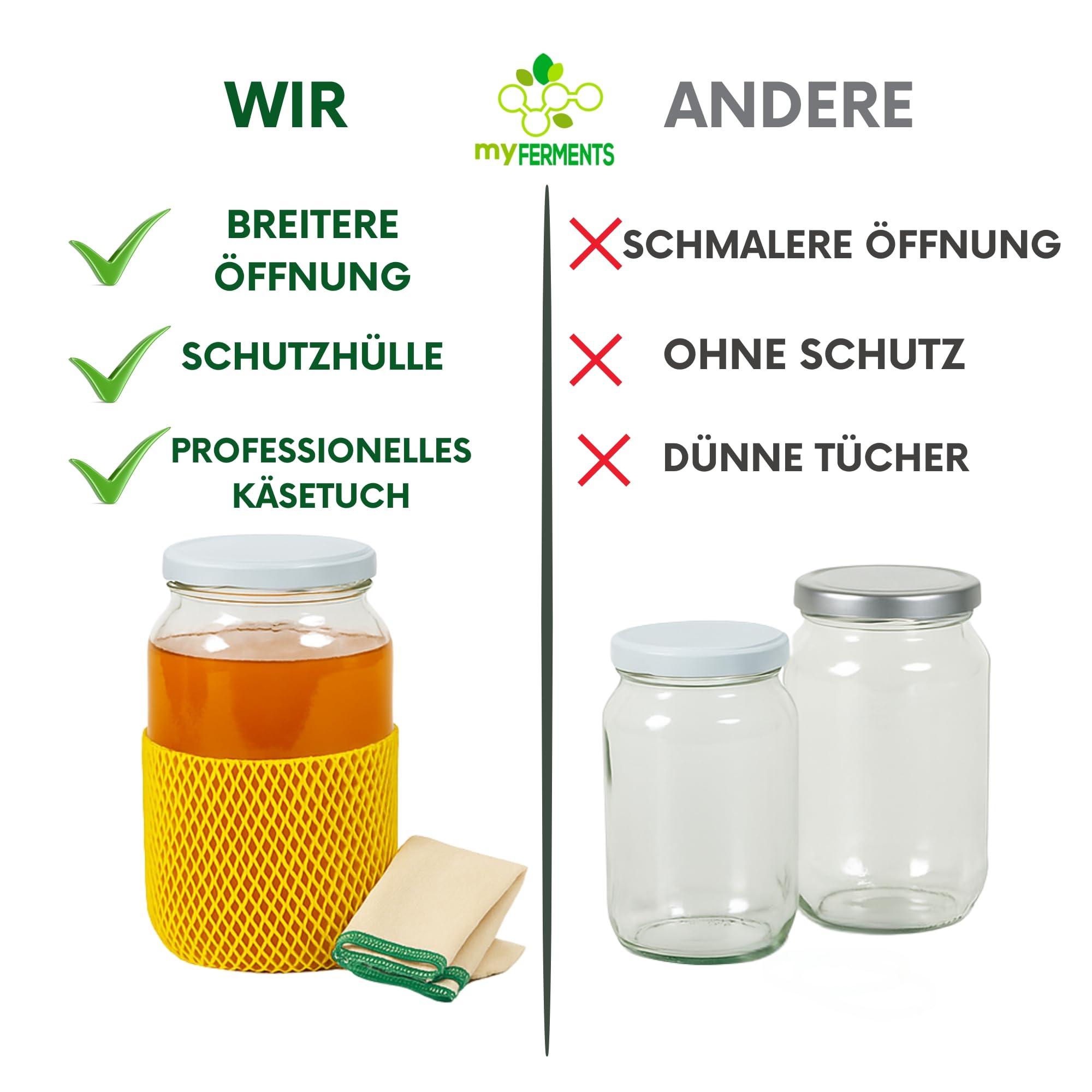 ZoeQide Gärglas 2er Set 1L - Mit Luftventil Für Kimchi, Sauerkraut & Kombucha