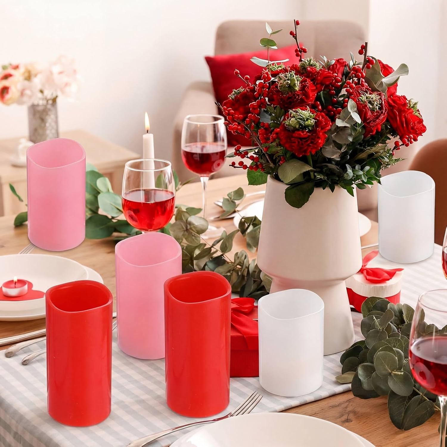 VIHOSE 6 Pcs Flameless LED Candles Melted Edge Real Wax Fake Pillar Candles with Remote and Timer Function 4" 5" 6" Romantic Gifts for Wedding Holidays Proposal Anniversary Decor