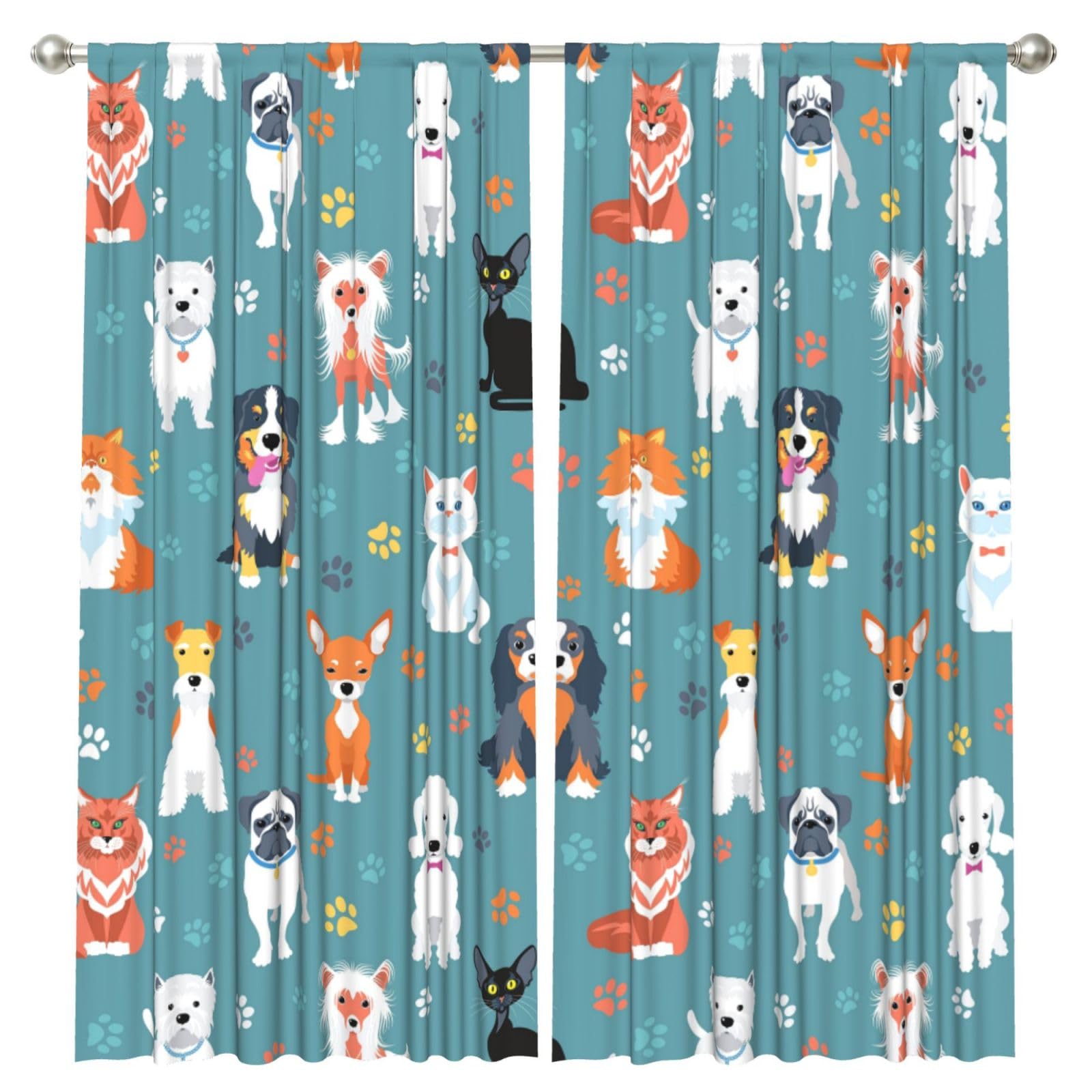 InOmak Cute Labrador Dog, 2 Panels Window Curtains 52 x 84 Inch Blackout Curtains for Living Room Bedroom