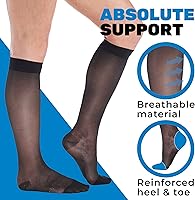 Vista 17 de (3 pares, punta cerrada) Medias de compresión de talla grande para mujer, de 15-20 mmHg, de compresión traslúcidas para mujer, hasta la rodilla