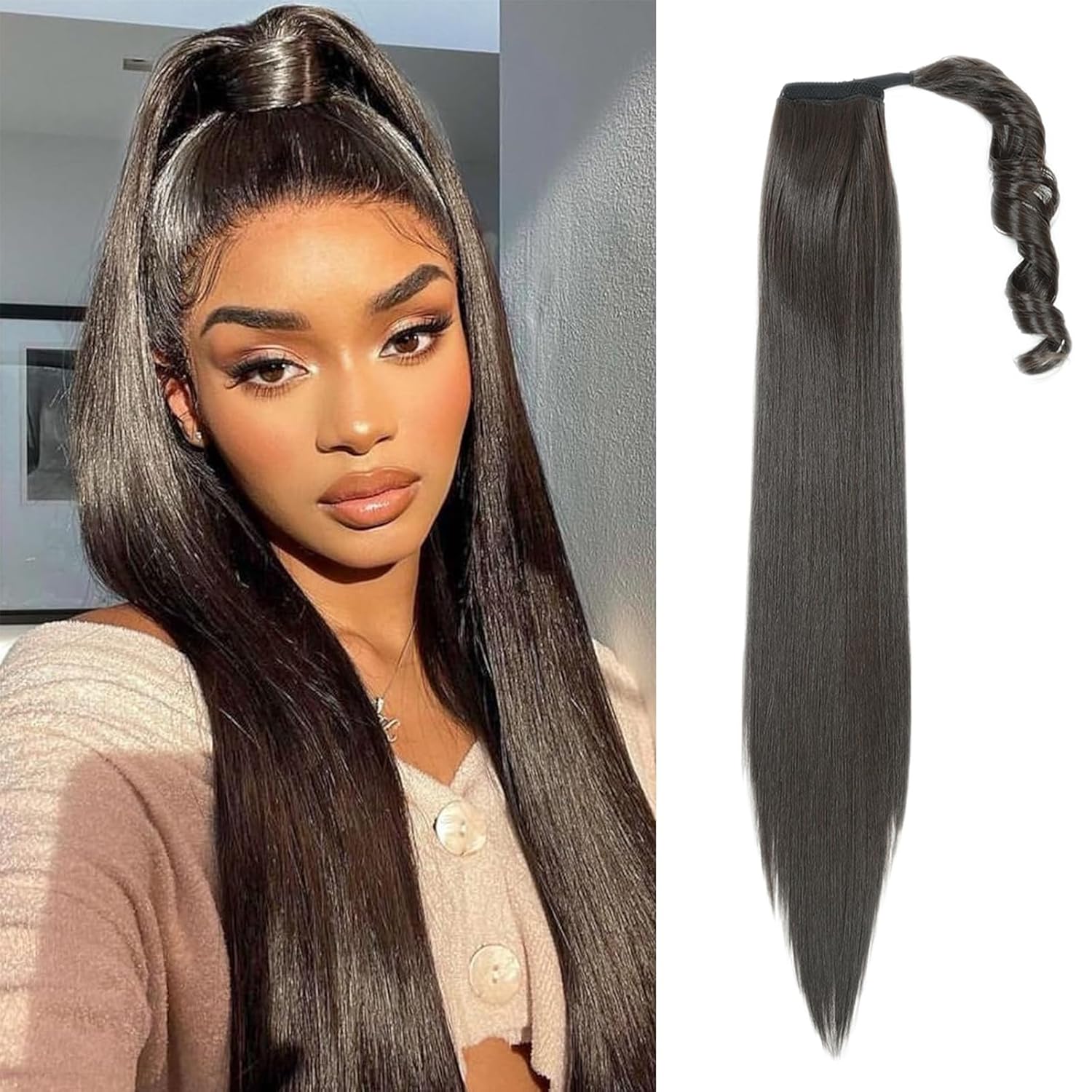 Straight Ponytail Extension - 26 Inch Hair Clip In