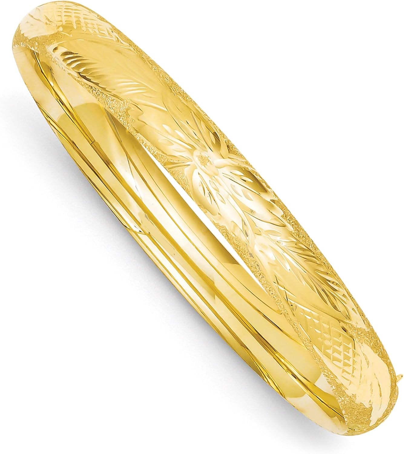 IceCarats 14K Solid Yellow Gold 7.90mm Hinged Bangle Bracelet