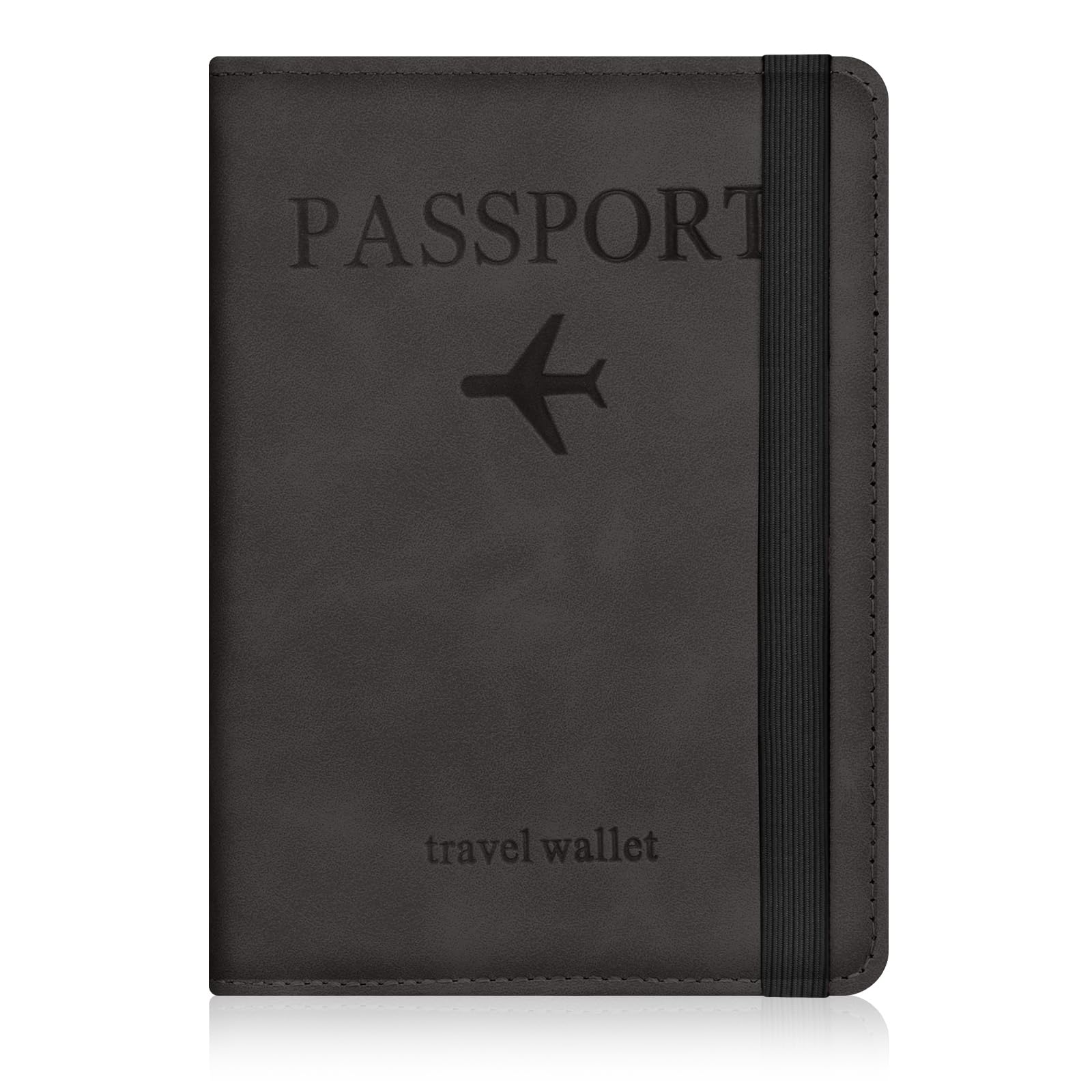 Custodia per Passaporto, Custodie Porta Passaporto con Blocco RFID, Custodia Passaportos in Pelle PU per Carte d'Identità Carte di Credito, Biglietti Aerei, Passaportos Pass (Nero)