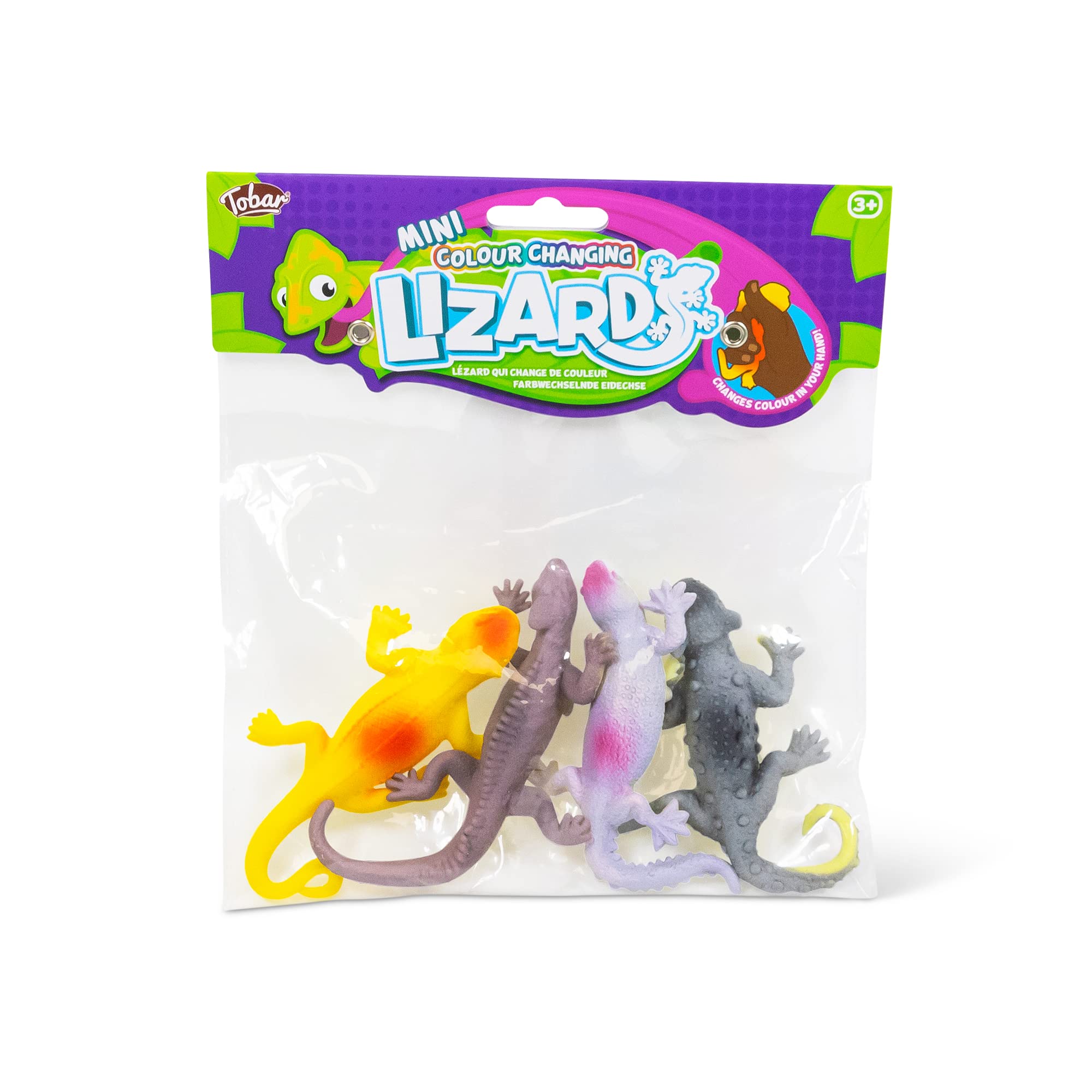 Tobar MINI COLOUR CHANGING LIZARDS Toy - Pack of 4, Assorted Designs and Colours