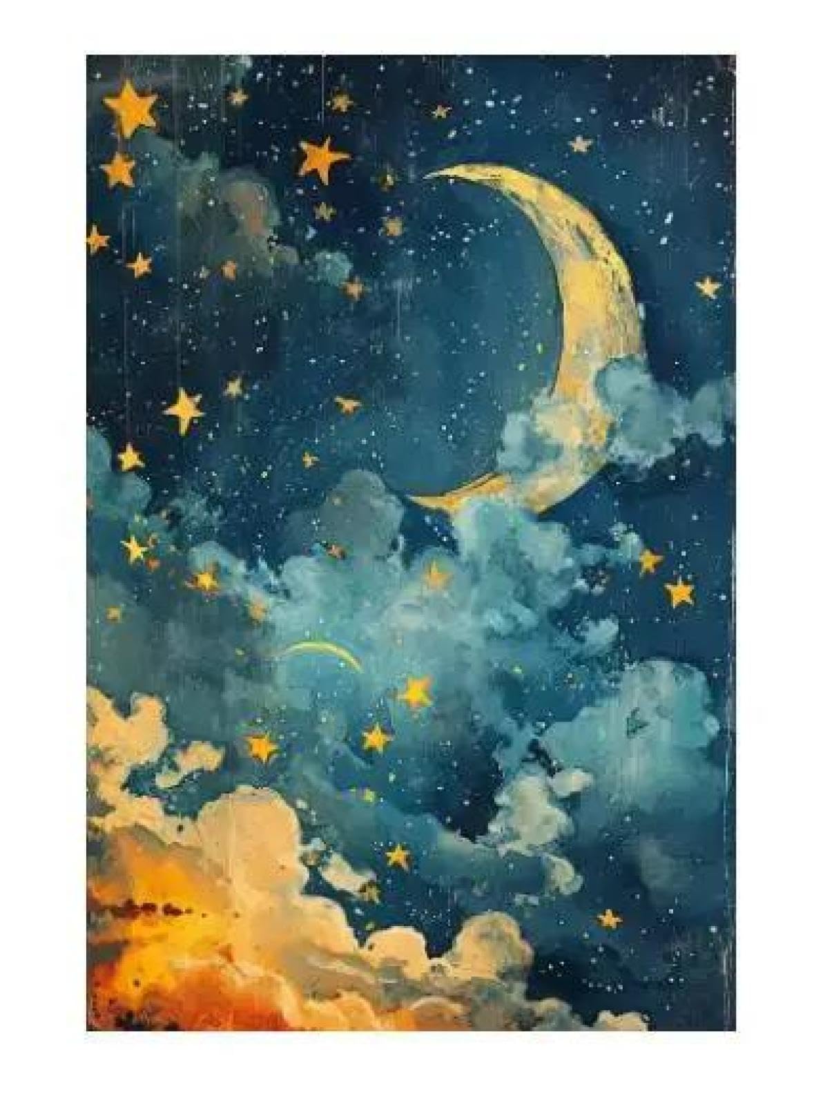 Yocheng Fantasy Artwork Room Decor Celestial Night Court Starry Village Skyline Printable Poster Night Moon Star Wall Art Poster 30x40cm No Frame
