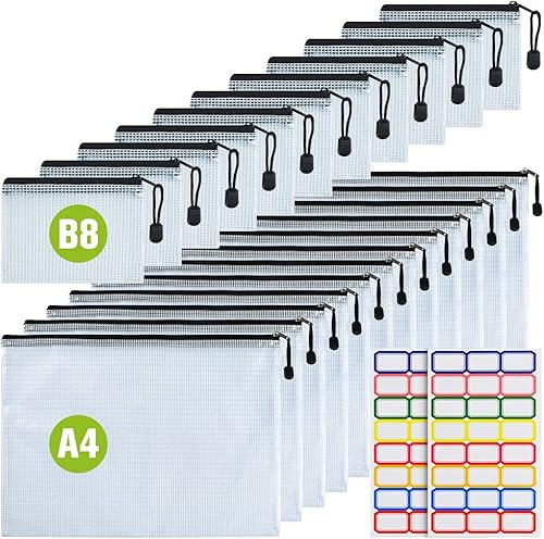 Tamaño A4B8, bolsas de malla de plástico con cremallera, carpetas de archivos de documentos resistentes al desgarro, bolsa organizadora de