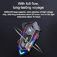Vista 6 de FEYA Motorcycle Helmet Speakers with 16-Types RGB Dazzling Lights High Battery Life Motorcycle Headphones Dual Noise Reduction/Automatic Answer/Call
