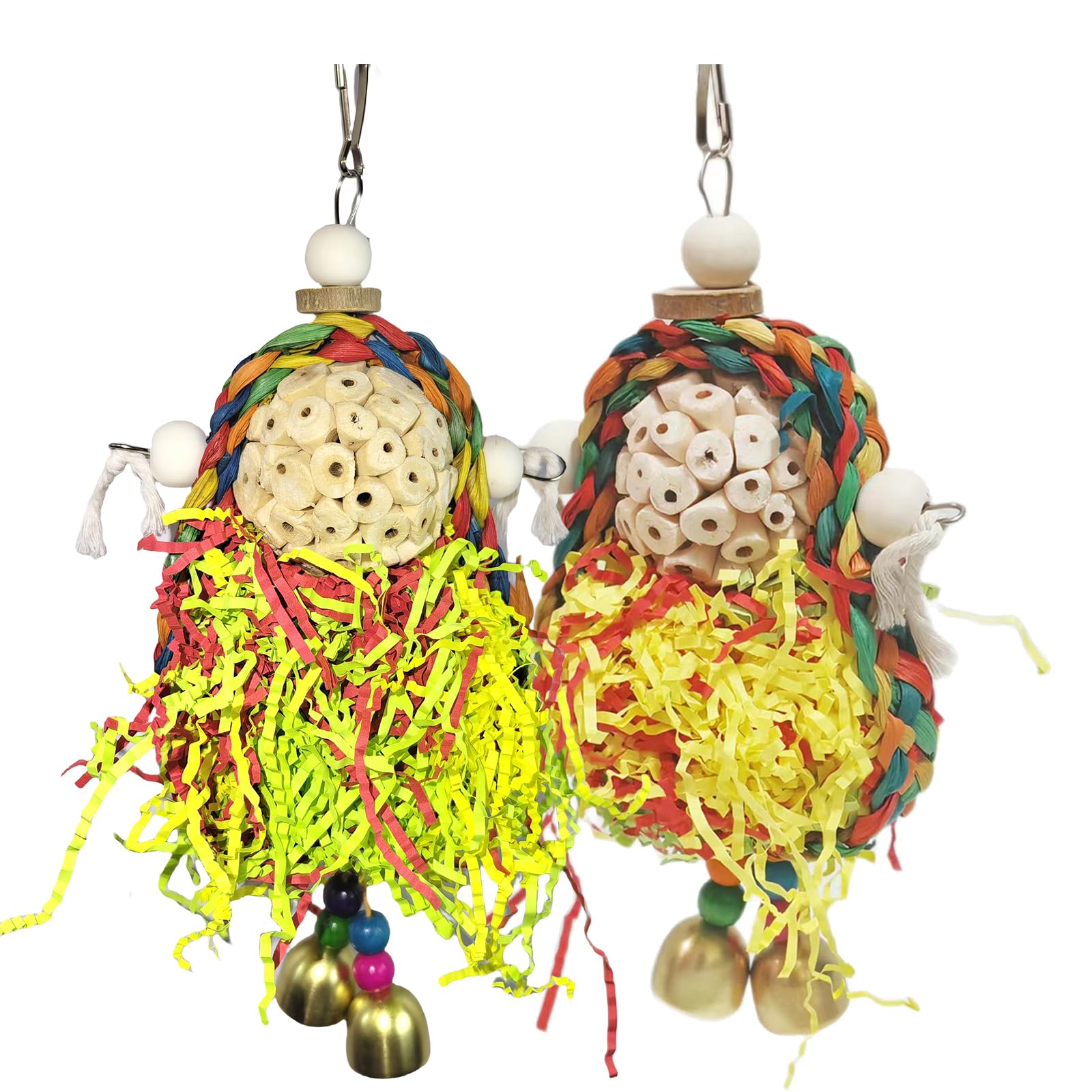 Parakeet Toys,Natural Sola Balls and Shredding Hanging Chewing Toy,2 PCS Small and Medium-Sized Parrot Toys, Bird Toys for Parrots,Cockatiels,Conures,Lovebird,Christmas Birds Toy