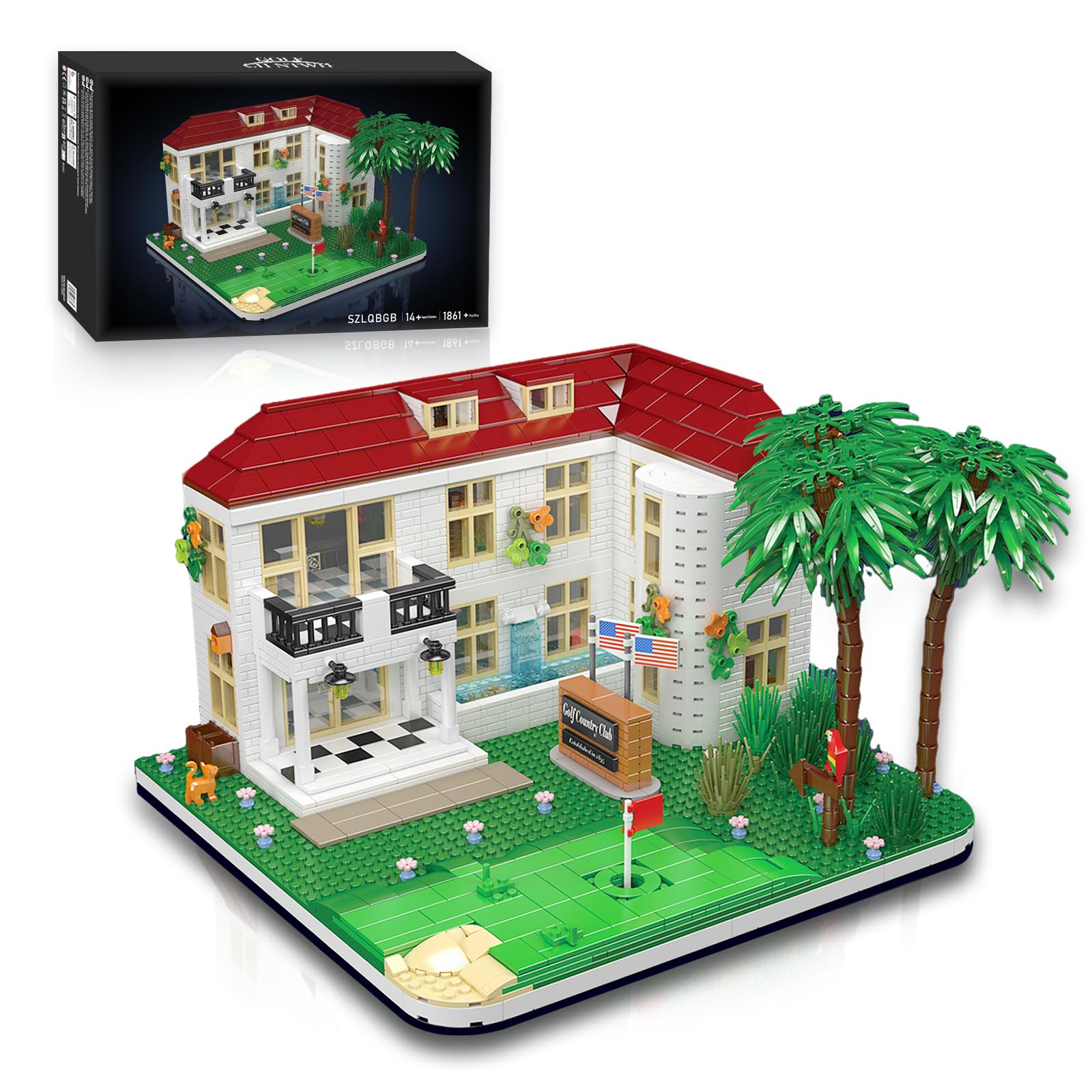 golf Country Club Toy Building Set for Adults Compatible with Lego Golf - Architecture Building House Collection Kit 1860 Pcs