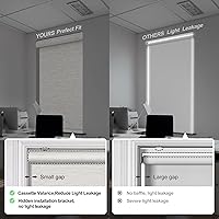 Vista 4 de Boolegon Persianas enrollables opacas sin cordones de jacquard a rayas, estilo de lujo, con cenefa de casete, con aislamiento térmico, persianas