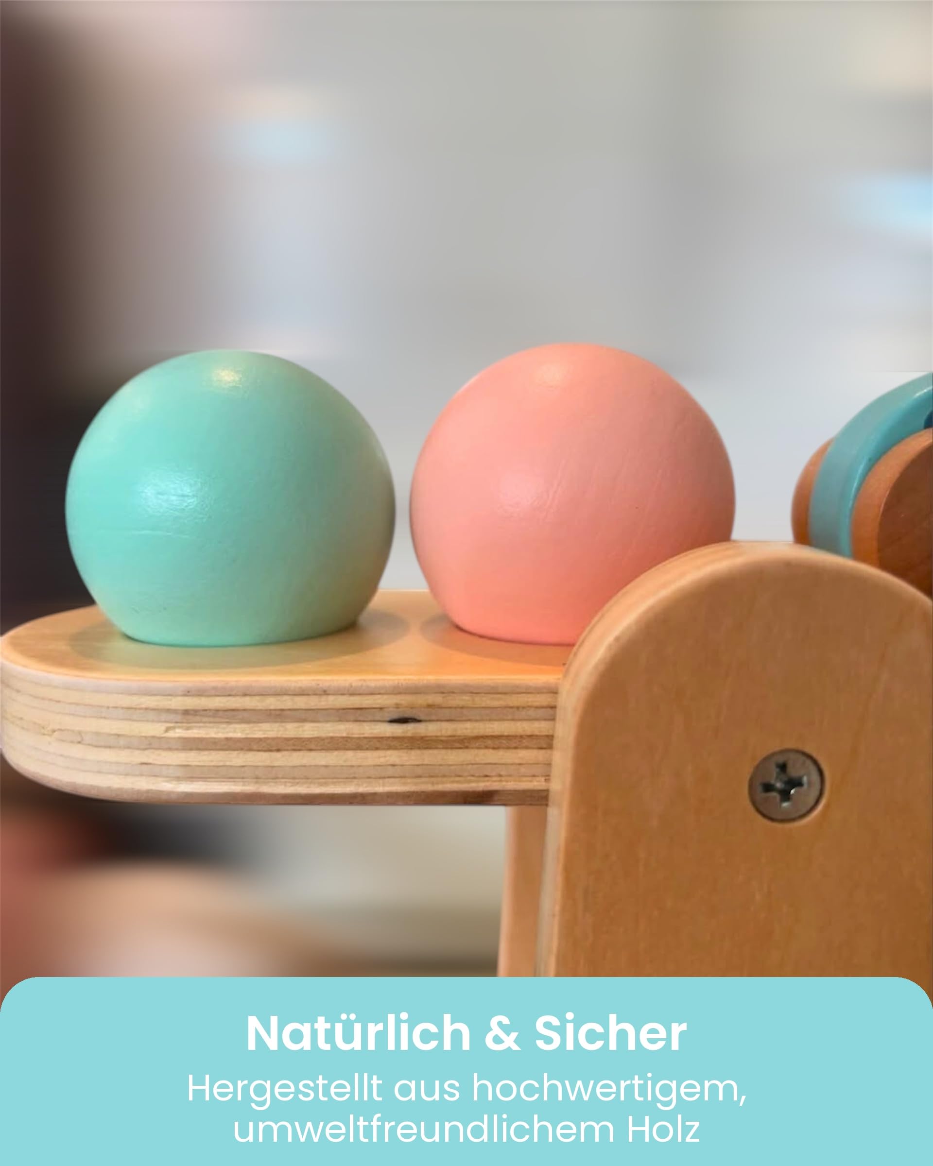 Große Kugelbahn aus Holz von Oh My Baby, Murmelbahn-Set, inklusive 9 Autos und Spielzeugbälle. Kugelbahn für Kinder ab 1 Jahr, Größe: 57 x 60 cm, FSC Lindenholz
