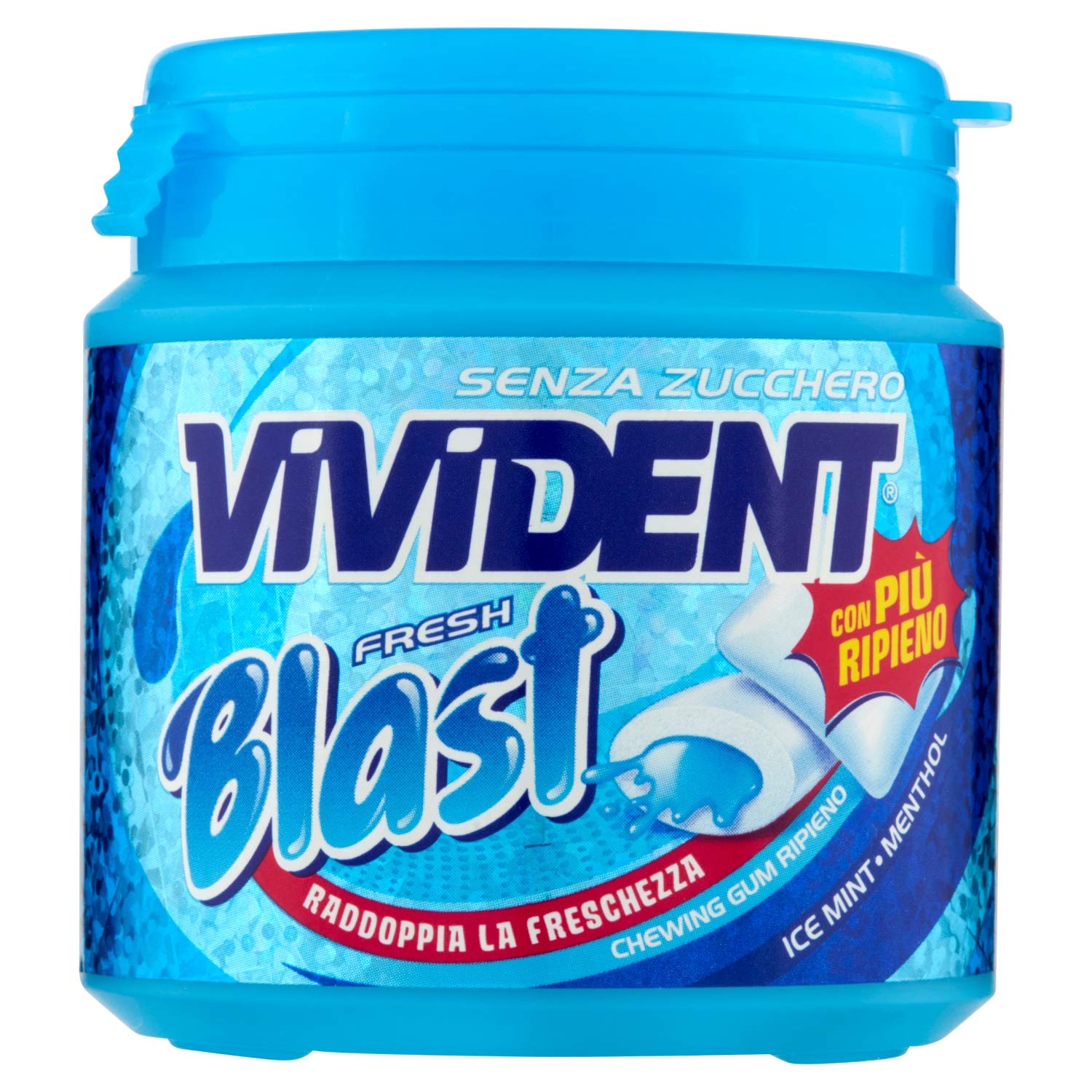 Vivident Blast Fresh, Chewing Gum, Gusto Menta, Senza Zucchero, Senza Glutine, Barattolo con Gomme da Masticare Ripiene, Ideali da portare Sempre con Te per una Freschezza a Lungo