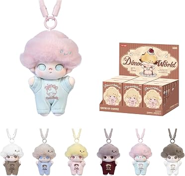 POP MARTDIMOO Crush on Coffee Series-Soft-Faced Plush Keychain, 6PCs DIMOO Blind Box Figures, Random Design Action Figures Collectible Toys Home Decorations, Whole Set