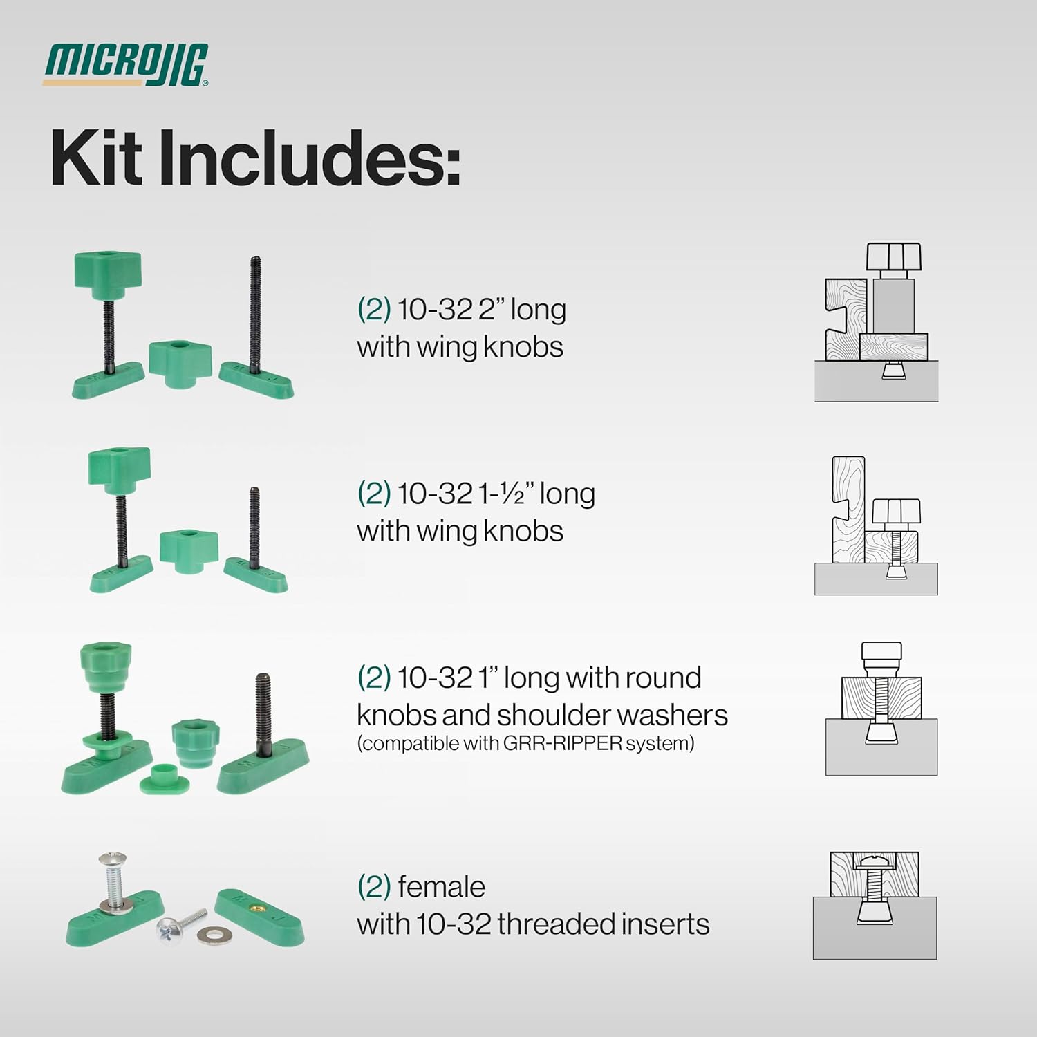 MICROJIG Matchfit Dovetail Hardware Variety Pack 2.0, Woodworking Track System Routing Tools, DV-HK4.5K2-VP